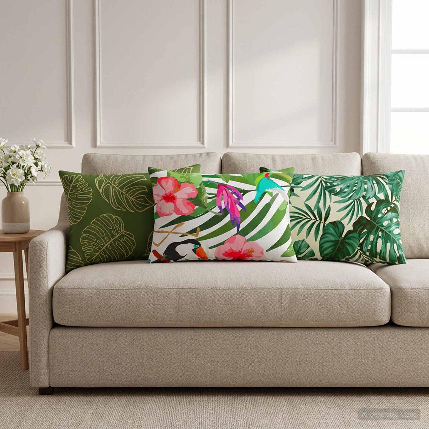 Pudebetræk 6 pcs HEERLEN Bladdesign 30 x 50 cm Polyester