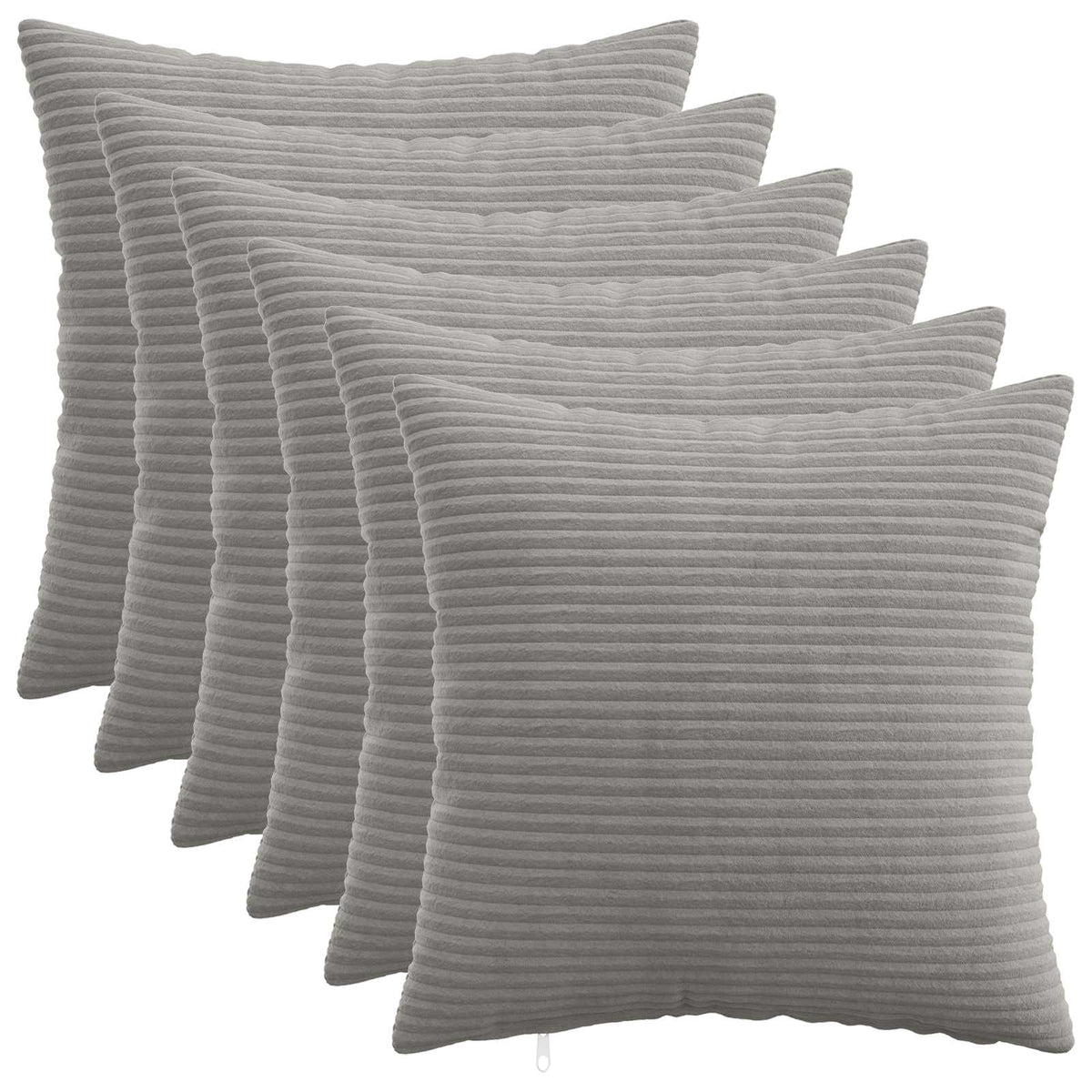 Pudebetræk 6 stk. HEERLEN Lysegrå 35 x 35 cm cordfløjl