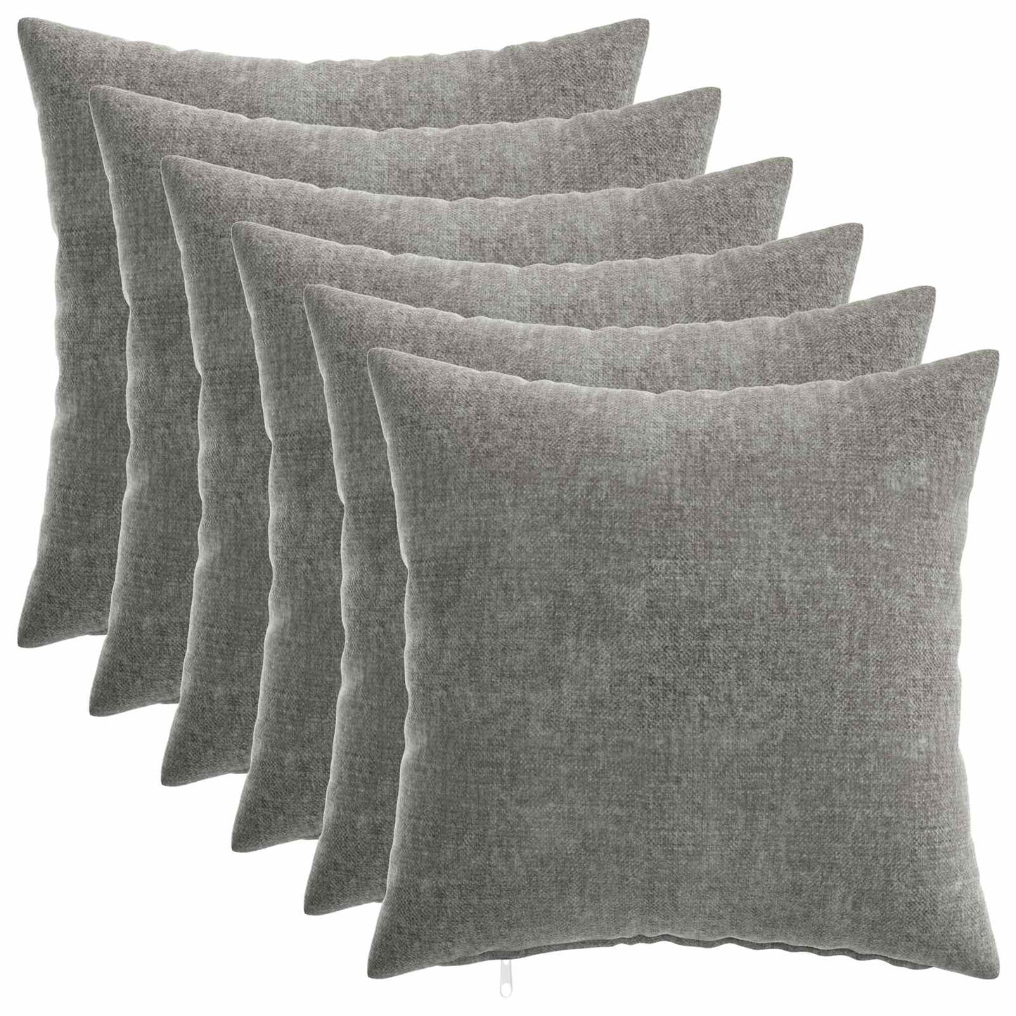 Pudebetræk 6 stk. HEERLEN Mørkegrå 35 x 35 cm Chenille Stof