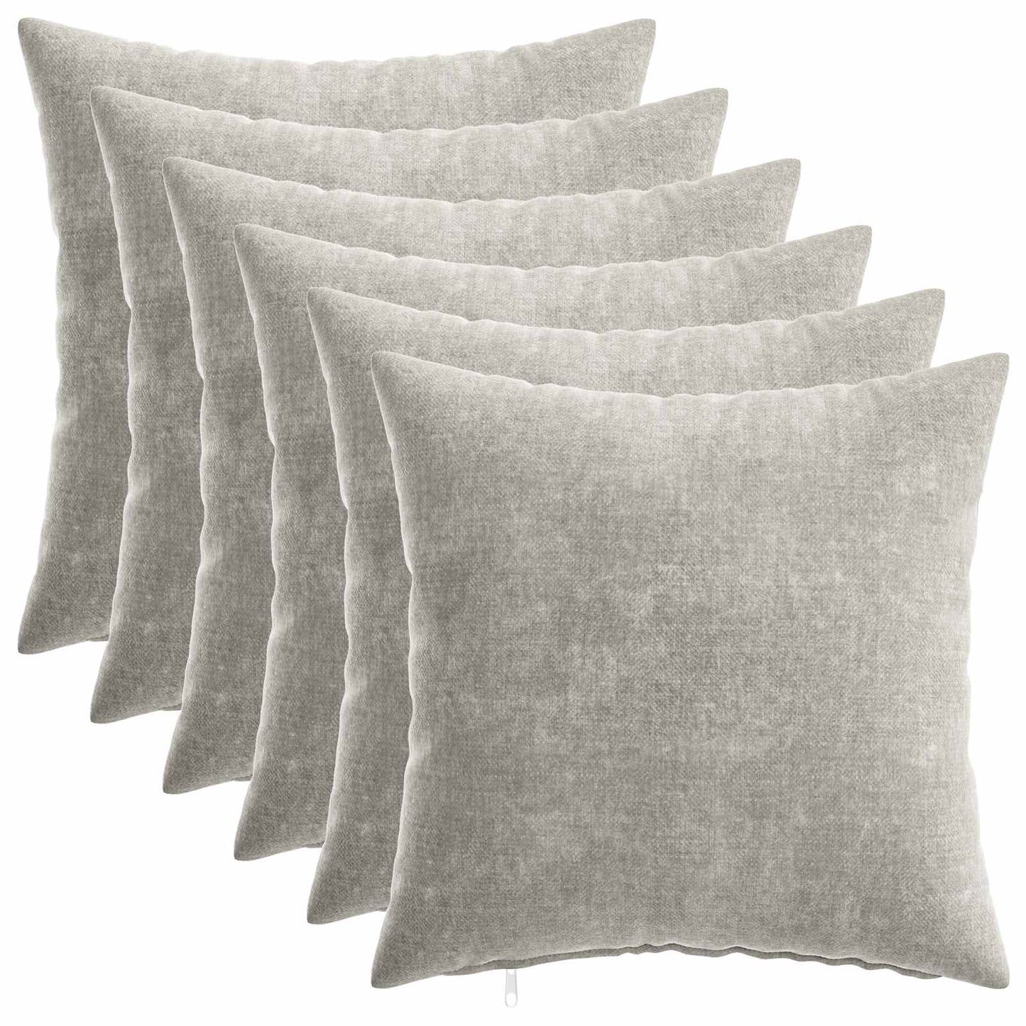 Pudebetræk 6 stk. HEERLEN Lysegrå 35 x 35 cm Chenille Stof