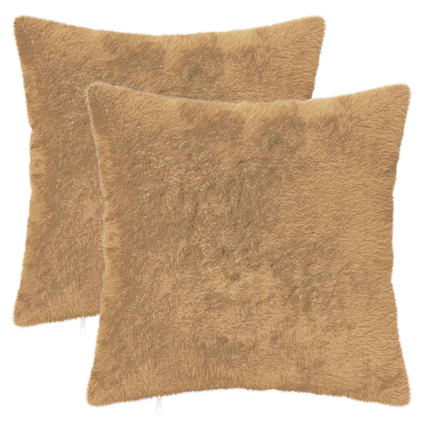 Pudebetræk 2 stk. HEERLEN Gråbrun 35 x 35 cm Faux Kanin Pels