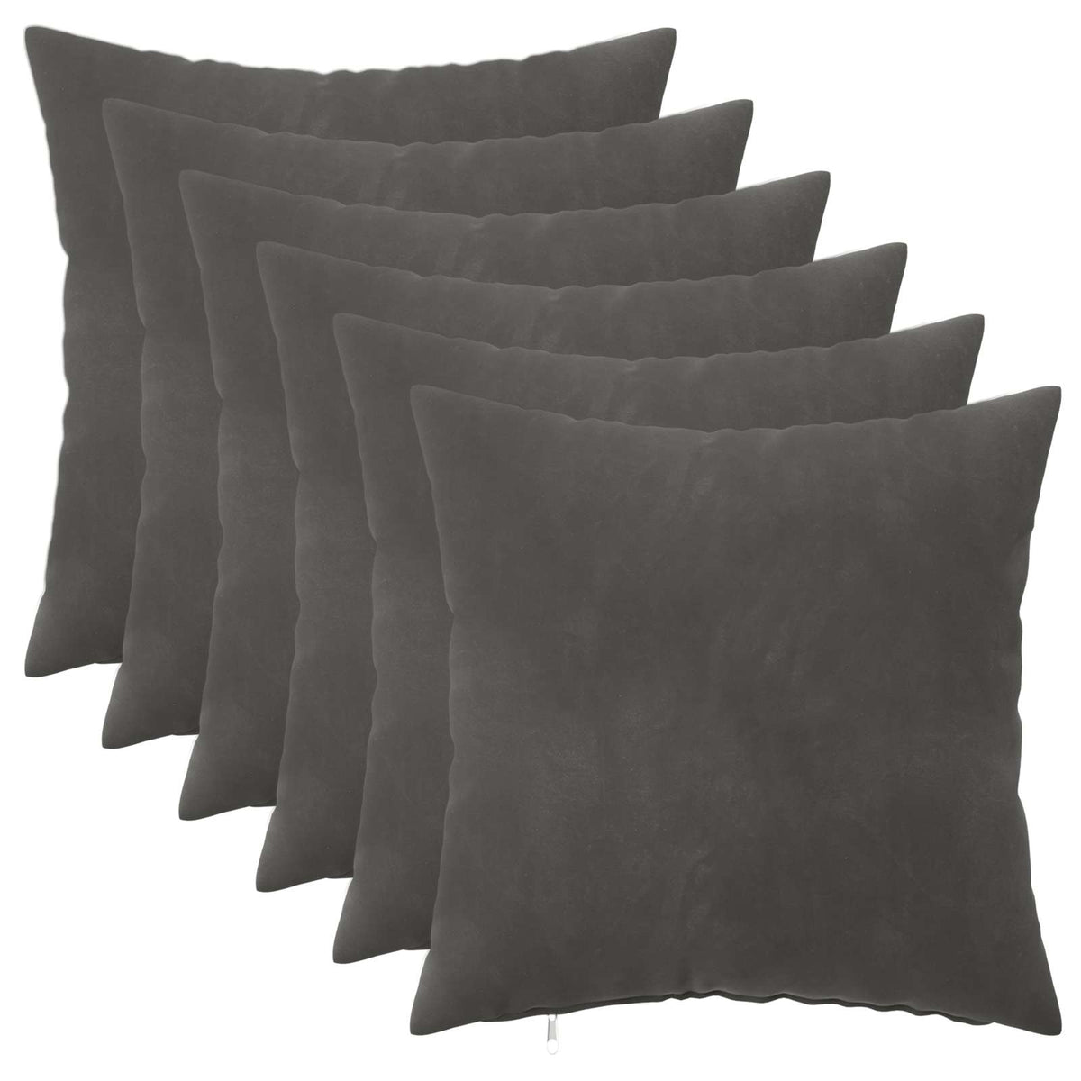 Pudebetræk 6 pcs HEERLEN Mørkegrå 40 x 40 cm Fløjl