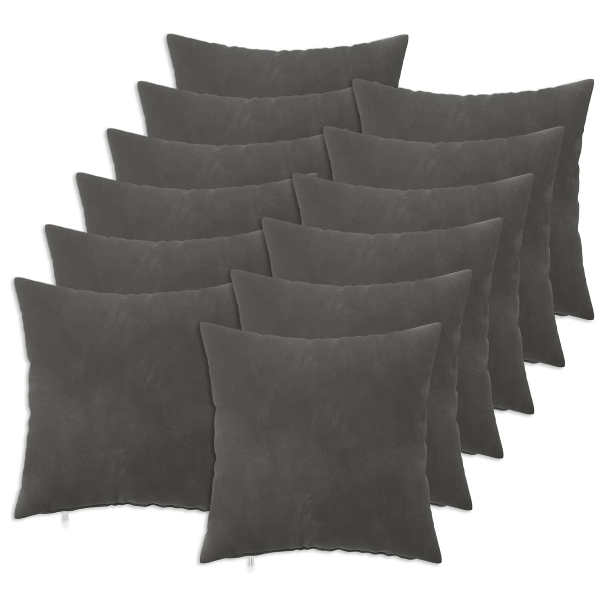 Pudebetræk 12 pcs HEERLEN Mørkegrå 40 x 40 cm Fløjl