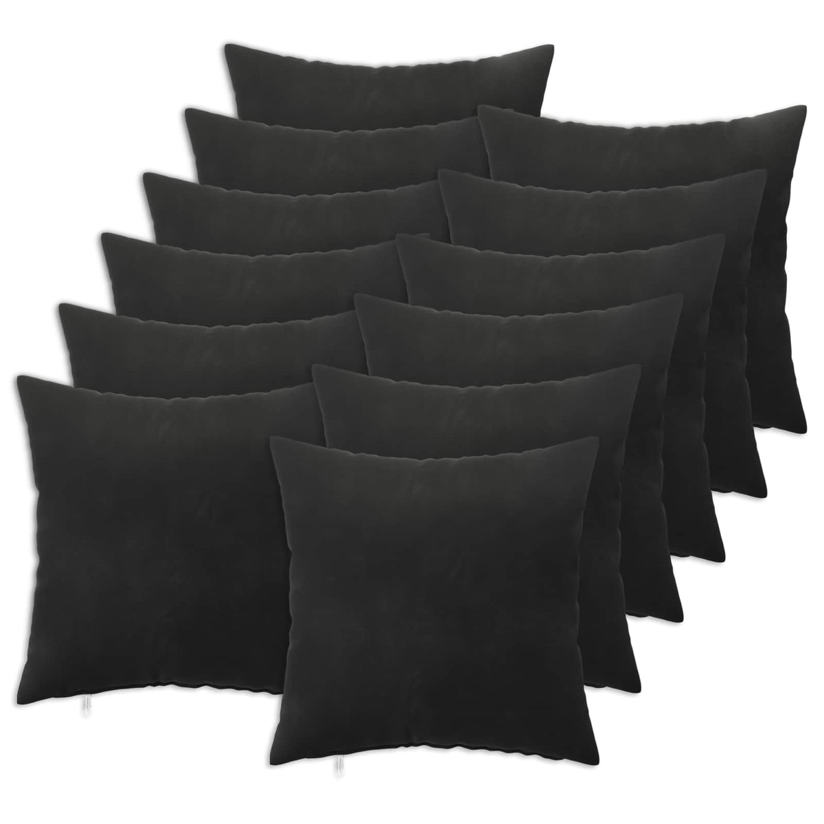 Pudebetræk 12 pcs HEERLEN Sort 40 x 40 cm Fløjl