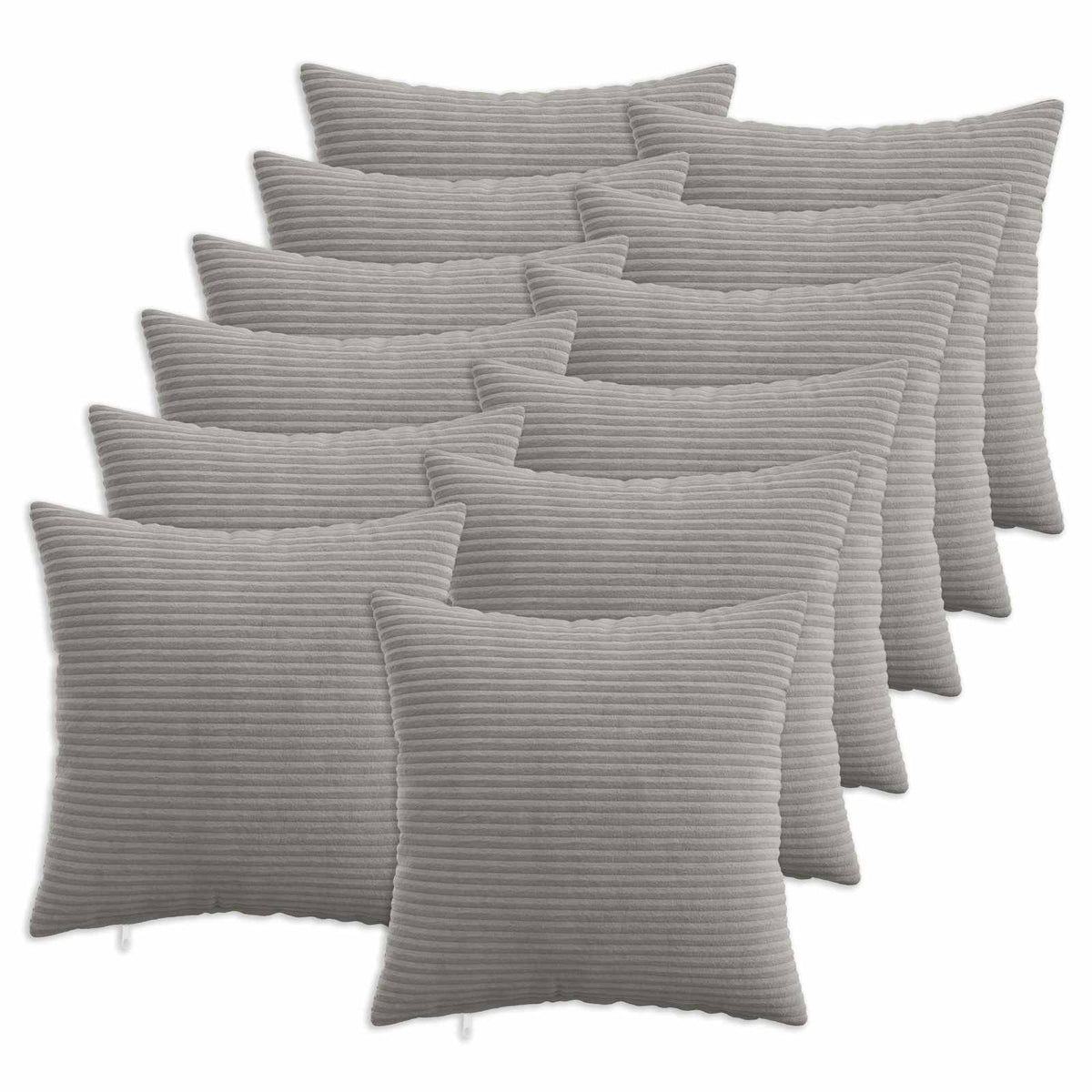 Pudebetræk 12 pcs HEERLEN Lysegrå 40 x 40 cm cordfløjl