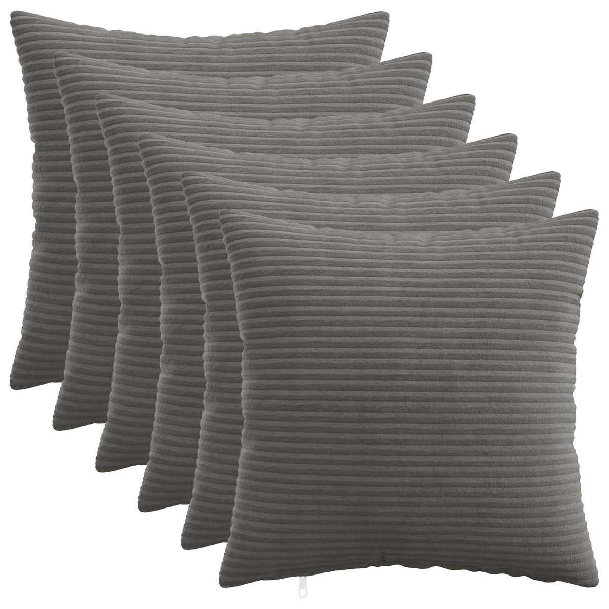 Pudebetræk 6 pcs HEERLEN Mørkegrå 40 x 40 cm cordfløjl