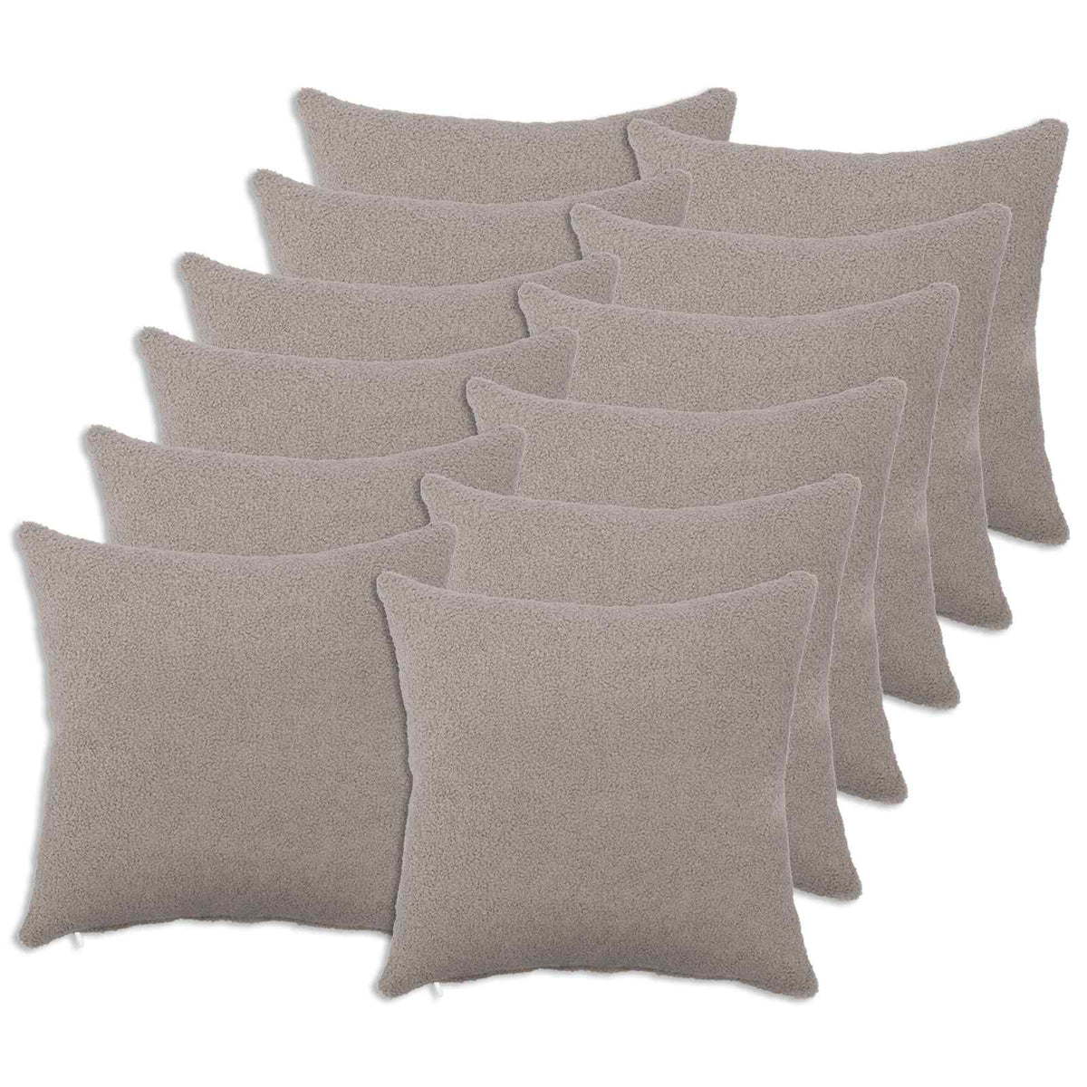 Pudebetræk 12 pcs HEERLEN Lysegrå 40 x 40 cm Bouclé