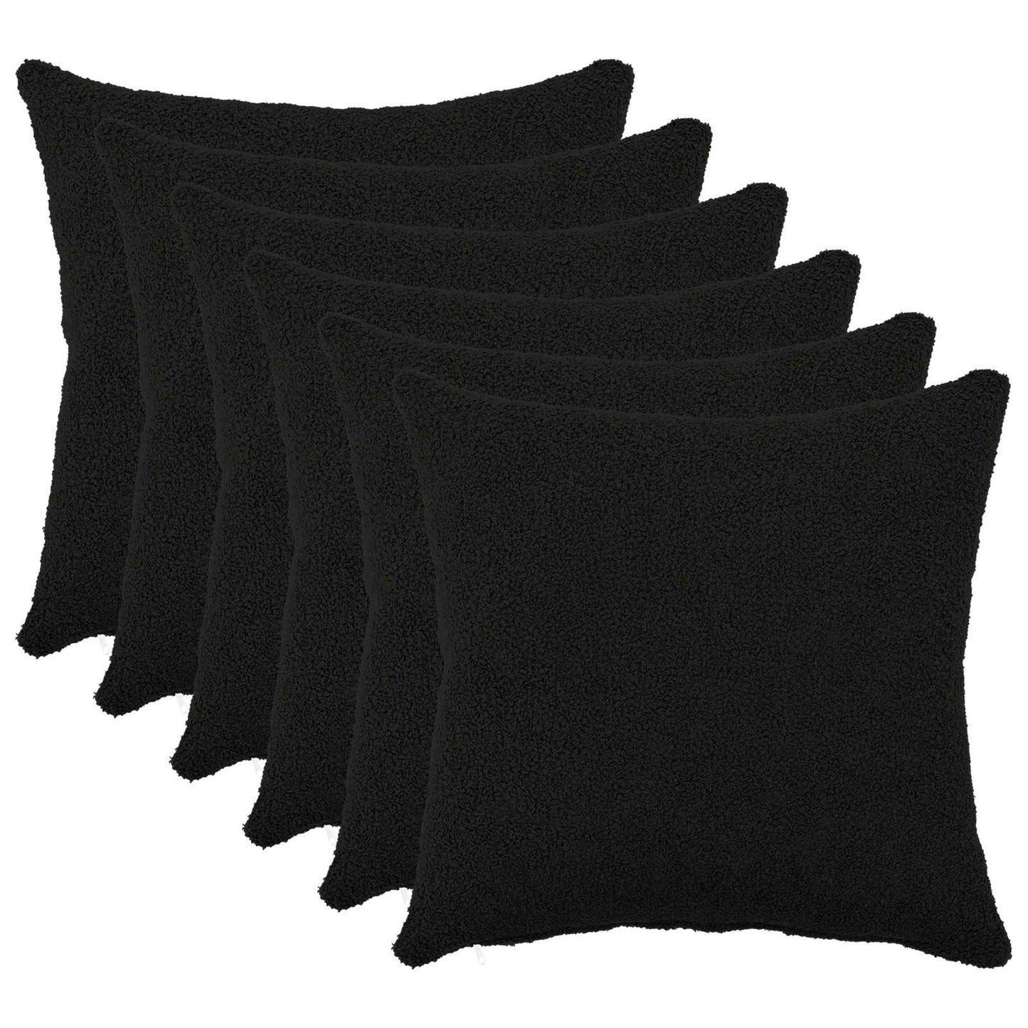 Pudebetræk 6 pcs HEERLEN Sort 40 x 40 cm Bouclé
