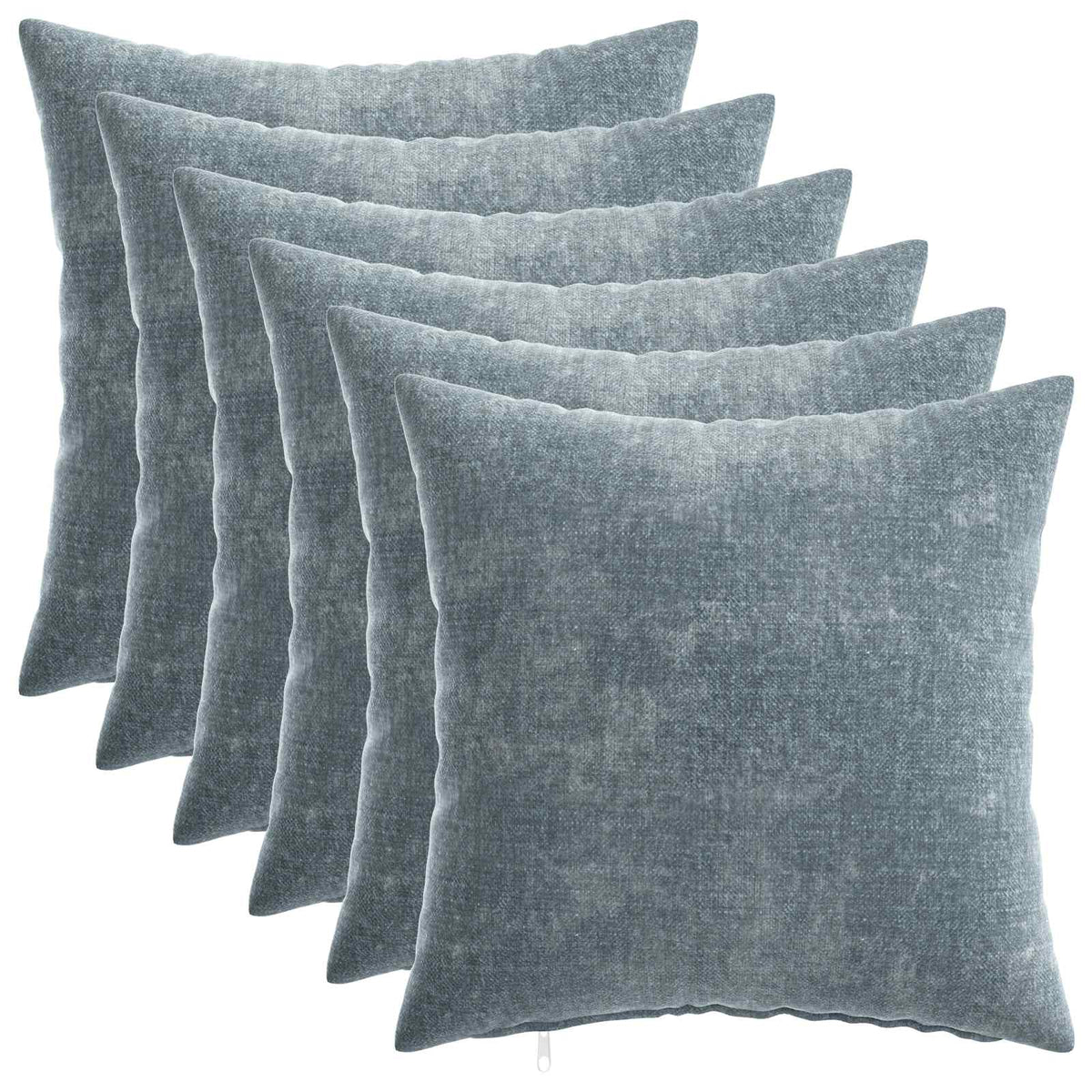 Pudebetræk 6 stk. HEERLEN Lyseblå 40 x 40 cm Chenille Stof