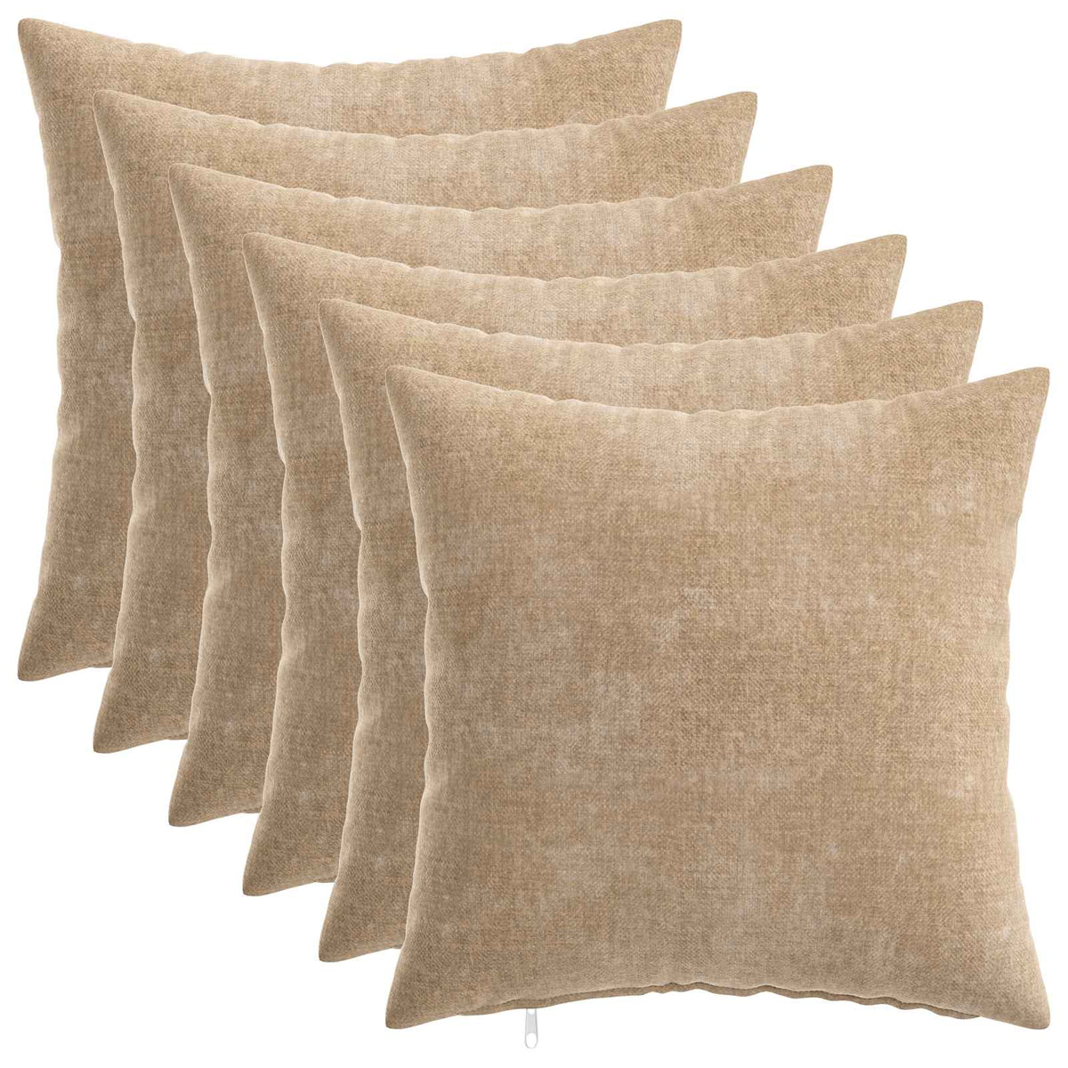 Pudebetræk 6 stk. HEERLEN Gråbrun 40 x 40 cm Chenille Stof