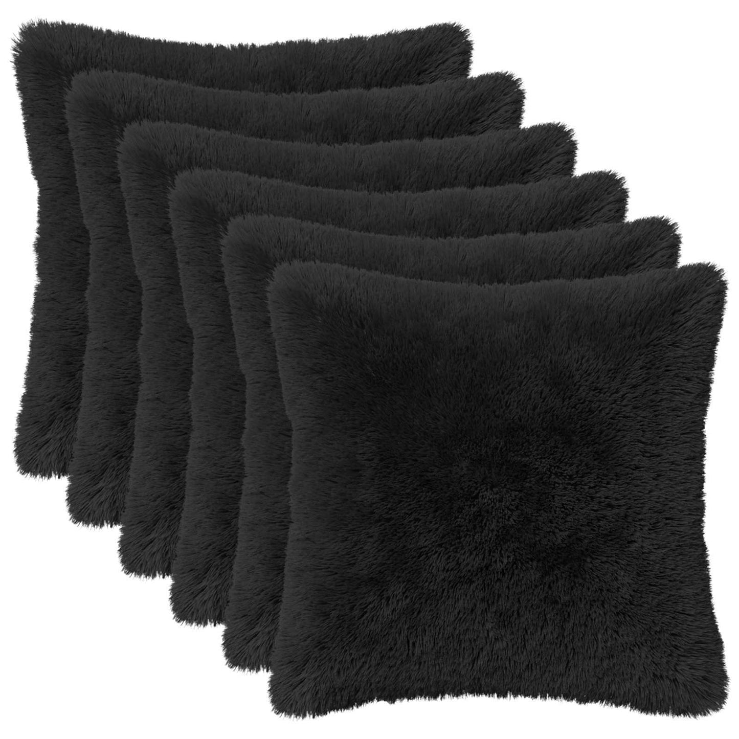 Pudebetræk 6 pcs HEERLEN Sort 40 x 40 cm PV Fleece