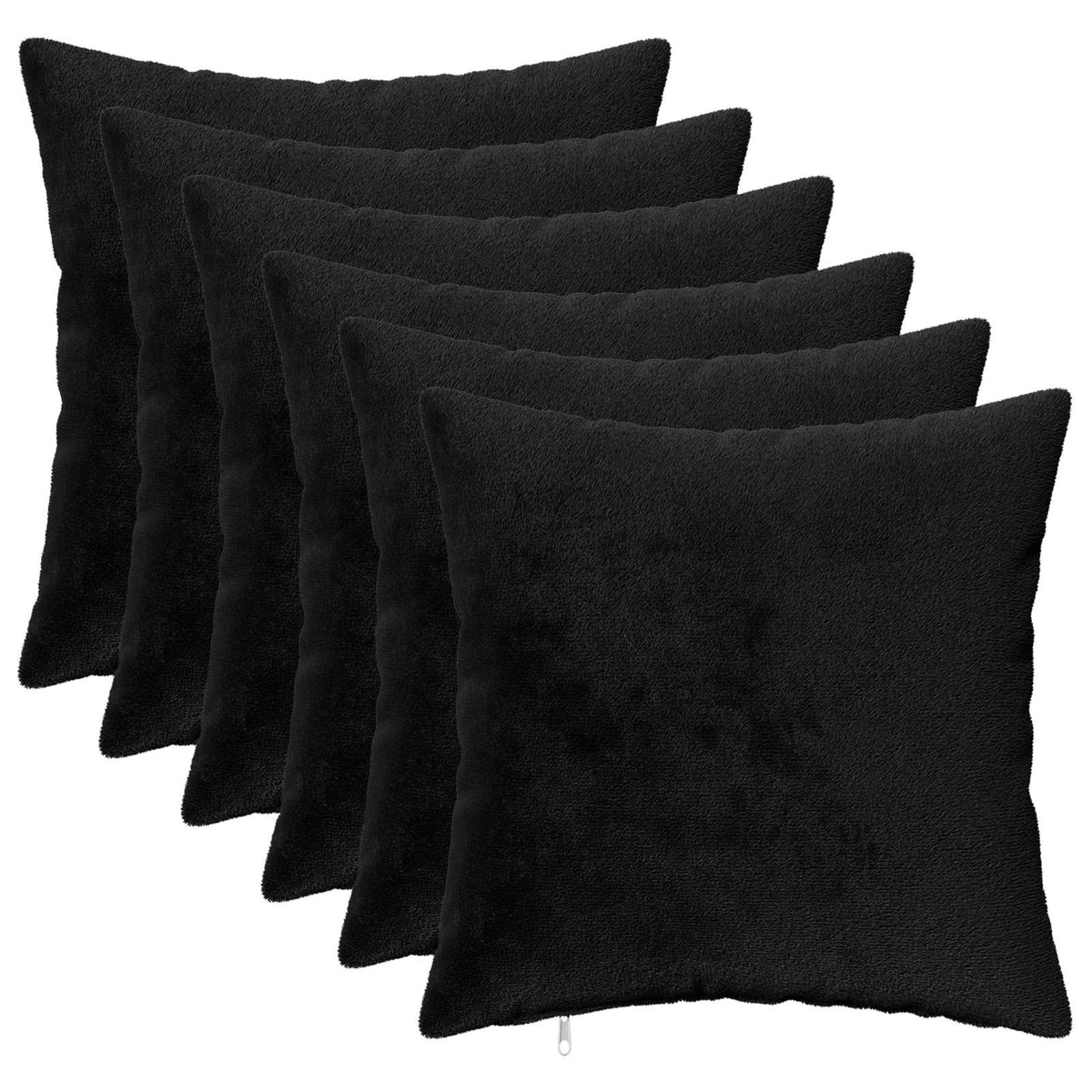 Pudebetræk 6 pcs HEERLEN Sort 40 x 40 cm Flannel