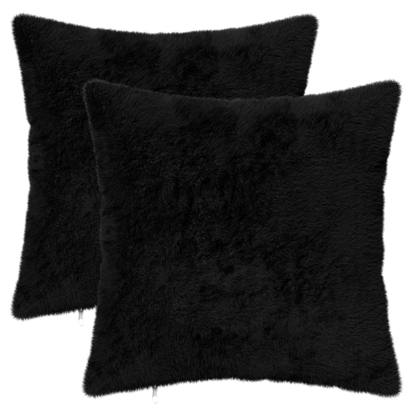 Pudebetræk 2 stk. HEERLEN Sort 40 x 40 cm Faux Kanin Pels