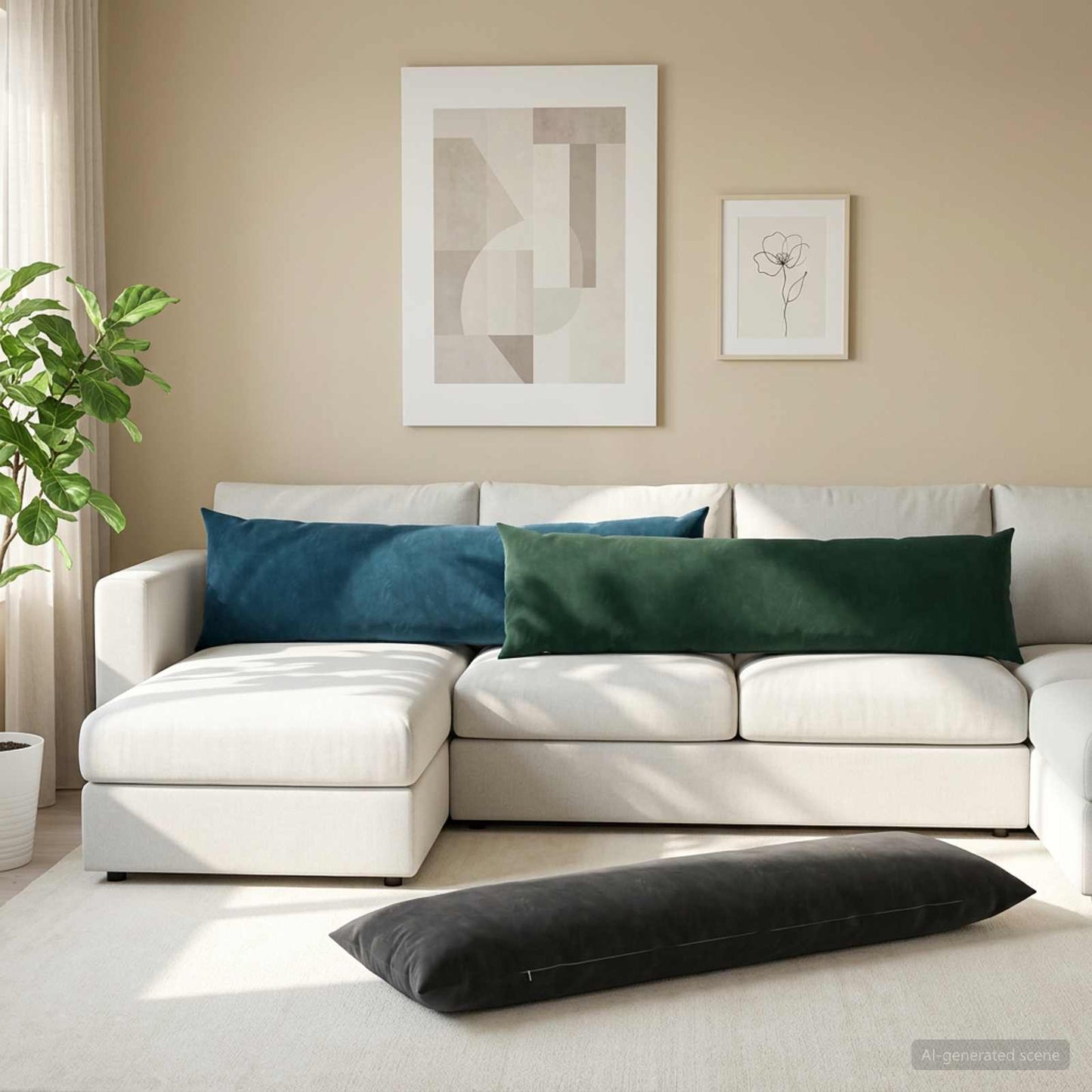 Pude med pude HEERLEN Sort 40 x 145 cm Fløjl