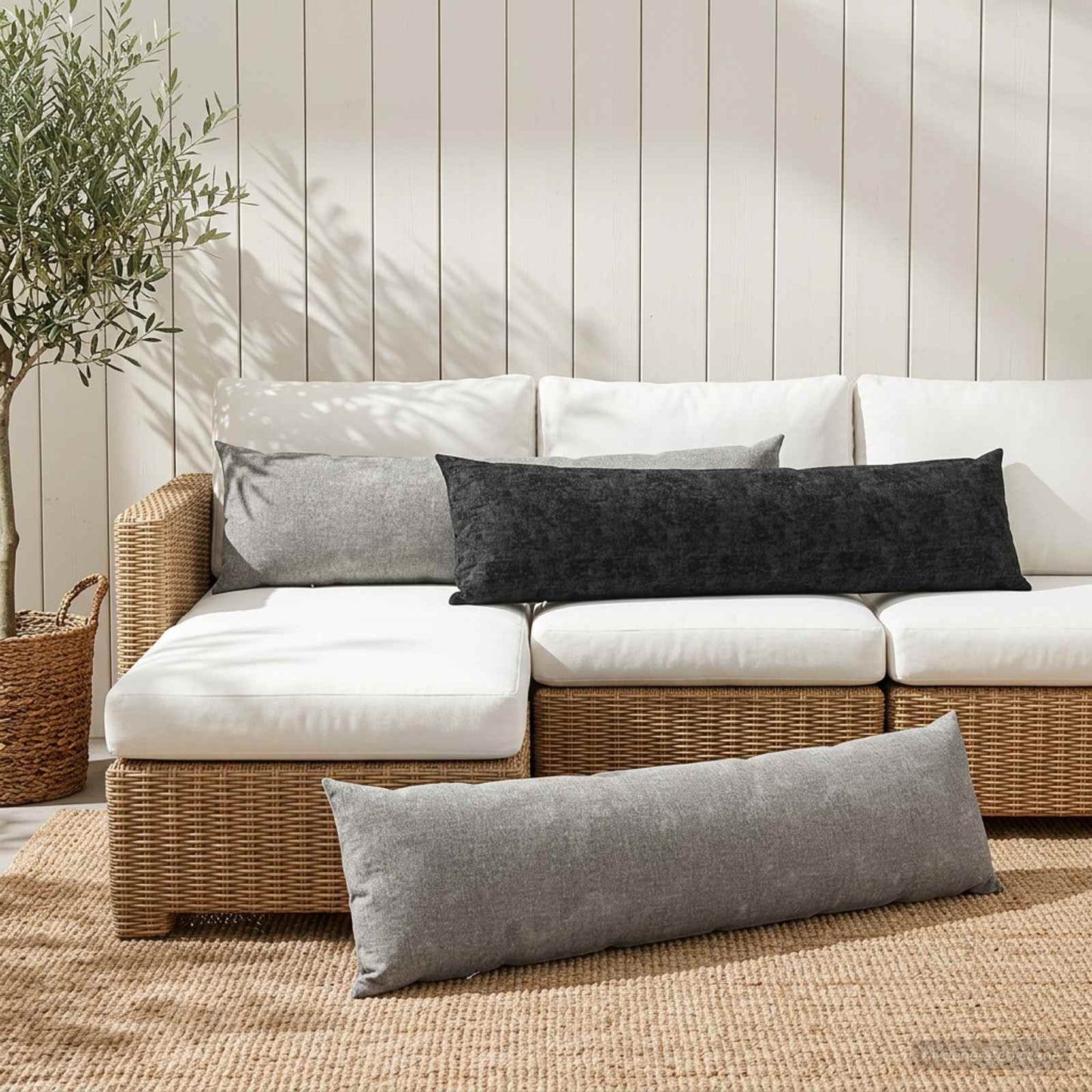 Pudebetræk HEERLEN Mørkegrå 40 x 145 cm Chenille Stof