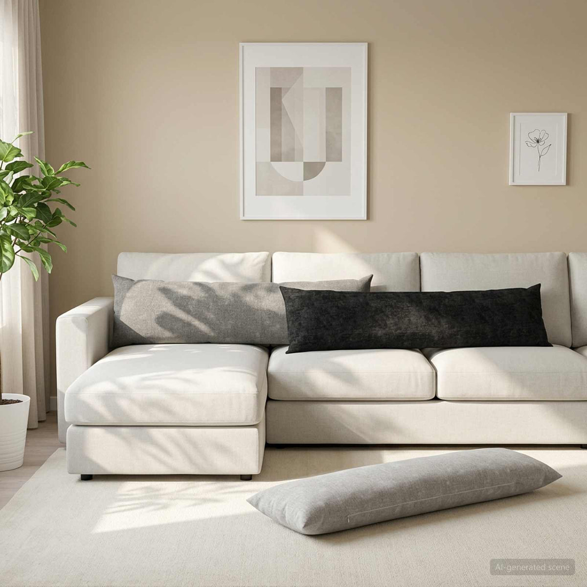 Pudebetræk 2 stk. HEERLEN Antracit 40 x 145 cm Chenille Stof