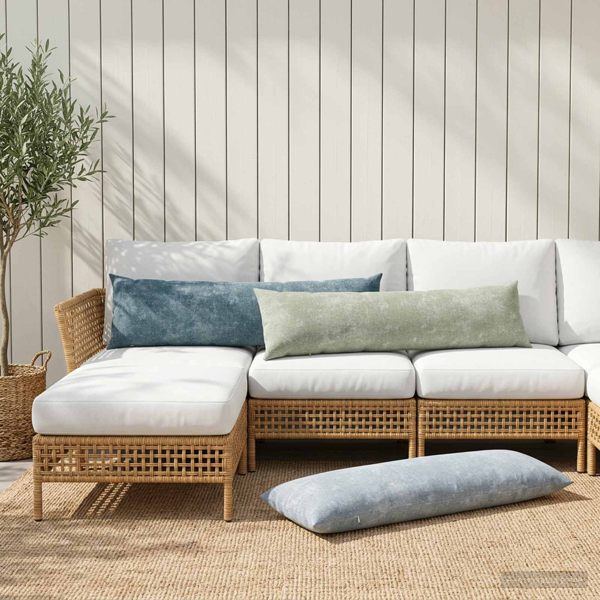 Pudebetræk 2 stk. HEERLEN Grøn 40 x 145 cm Chenille Stof