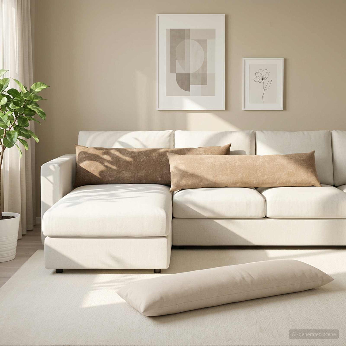 Pudebetræk HEERLEN Brun 40 x 145 cm Chenille Stof