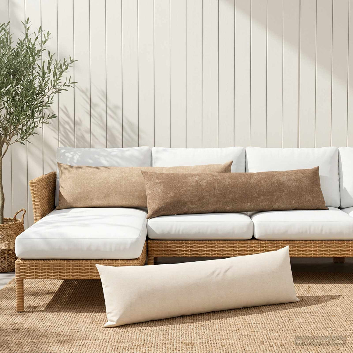 Pudebetræk 2 stk. HEERLEN Cremefarvet 40 x 145 cm Chenille Stof