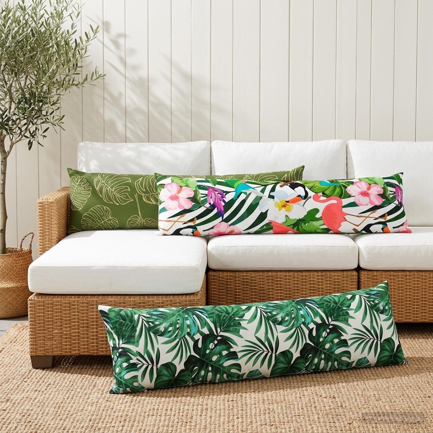 Pudebetræk 2 pcs HEERLEN Bladmønster 40 x 145 cm Polyester