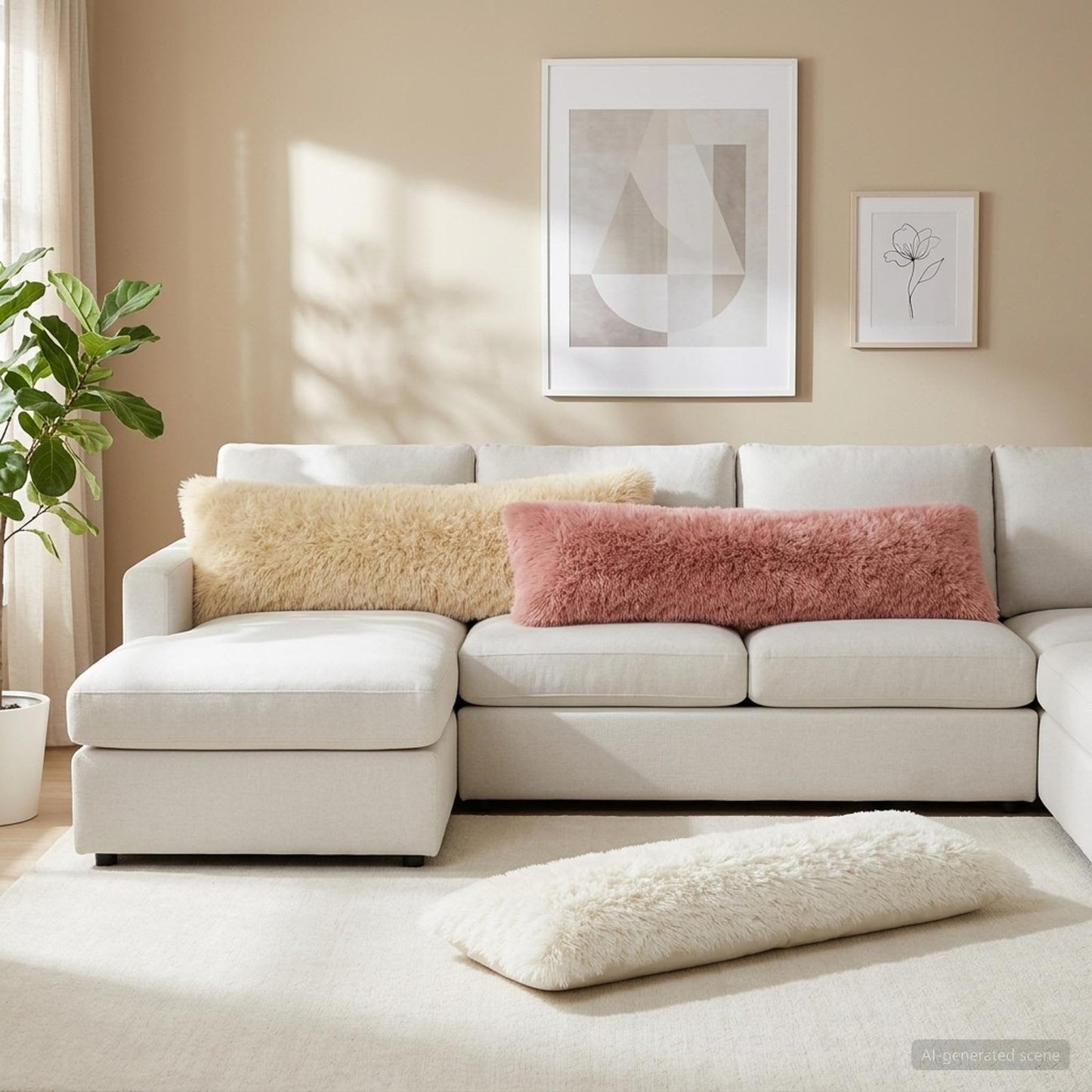 Pude med pude HEERLEN Hvid 40 x 145 cm PV Fleece