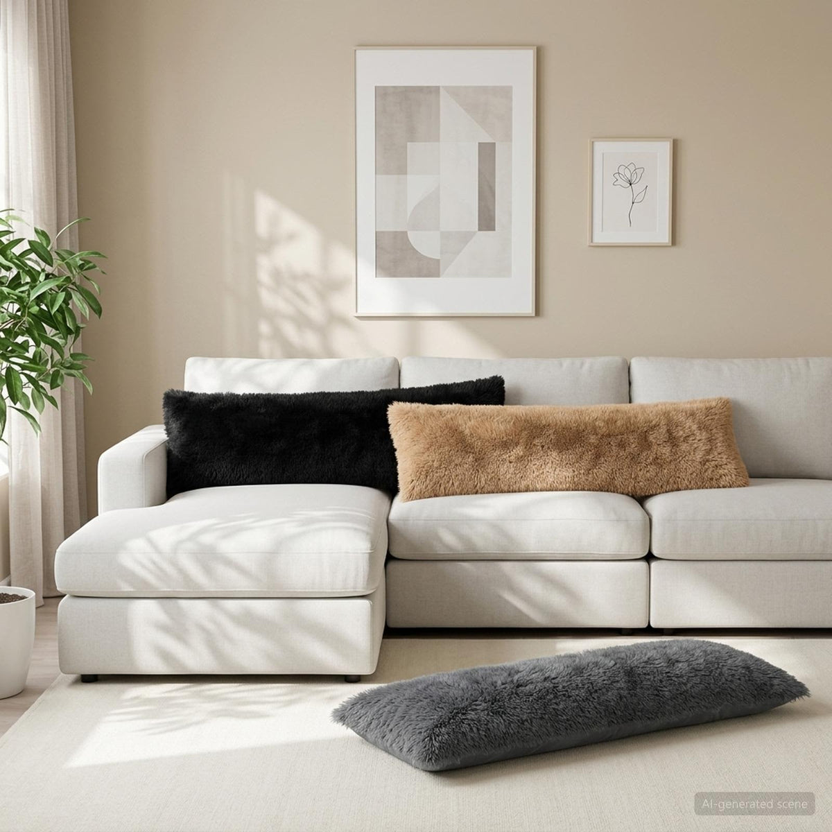 Pudebetræk 2 pcs HEERLEN Gråbrun 40 x 145 cm PV Fleece