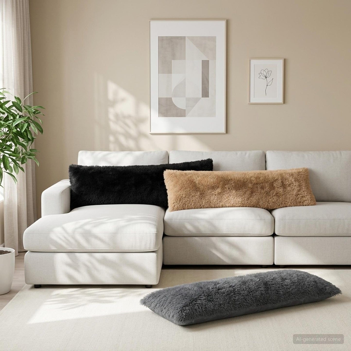 Pudebetræk HEERLEN Gråbrun 40 x 145 cm PV Fleece
