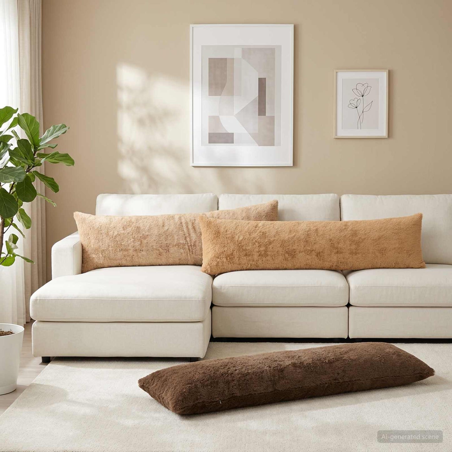 Pudebetræk 2 stk. HEERLEN Cremefarvet 40 x 145 cm