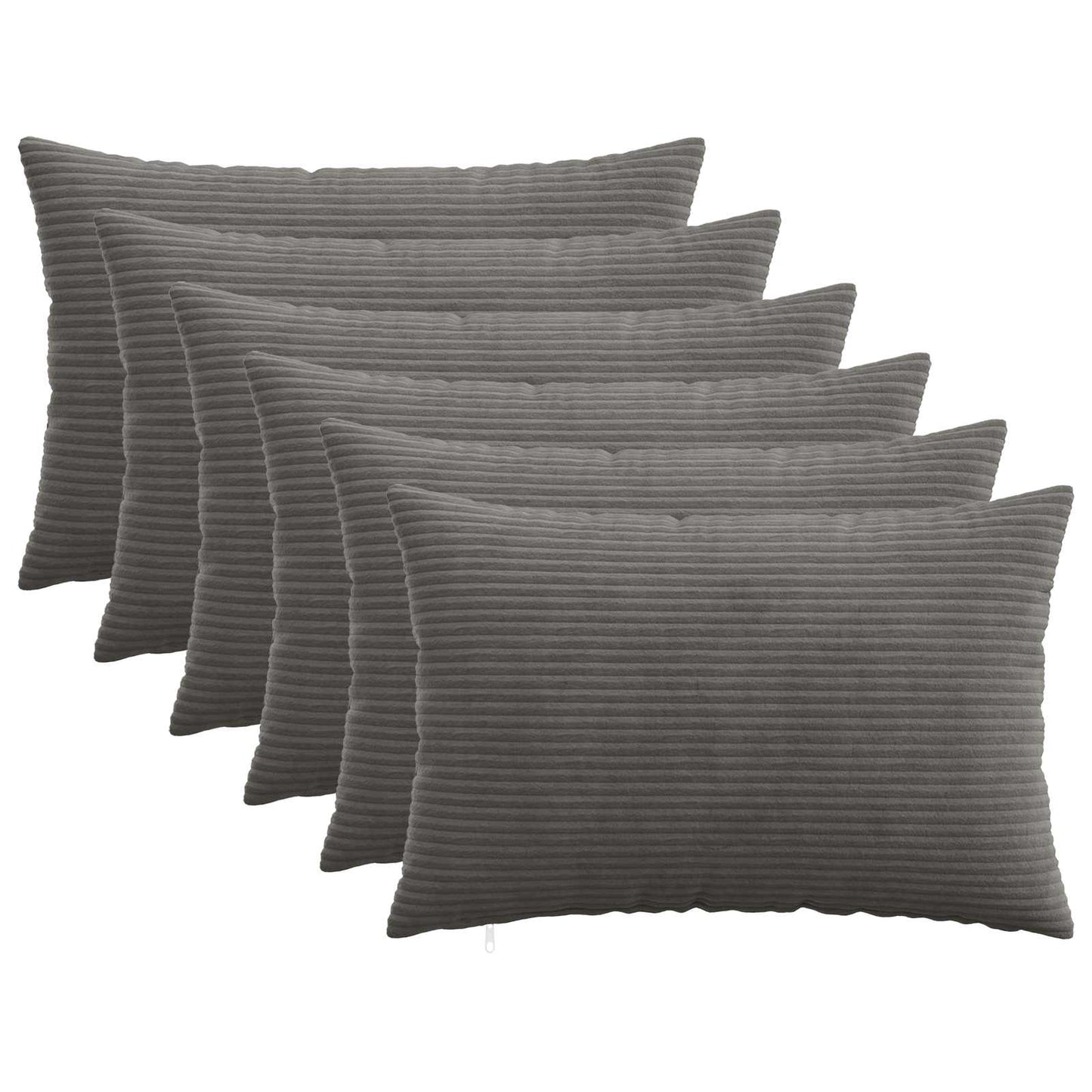 Pudebetræk 6 pcs HEERLEN Mørkegrå 40 x 60 cm cordfløjl