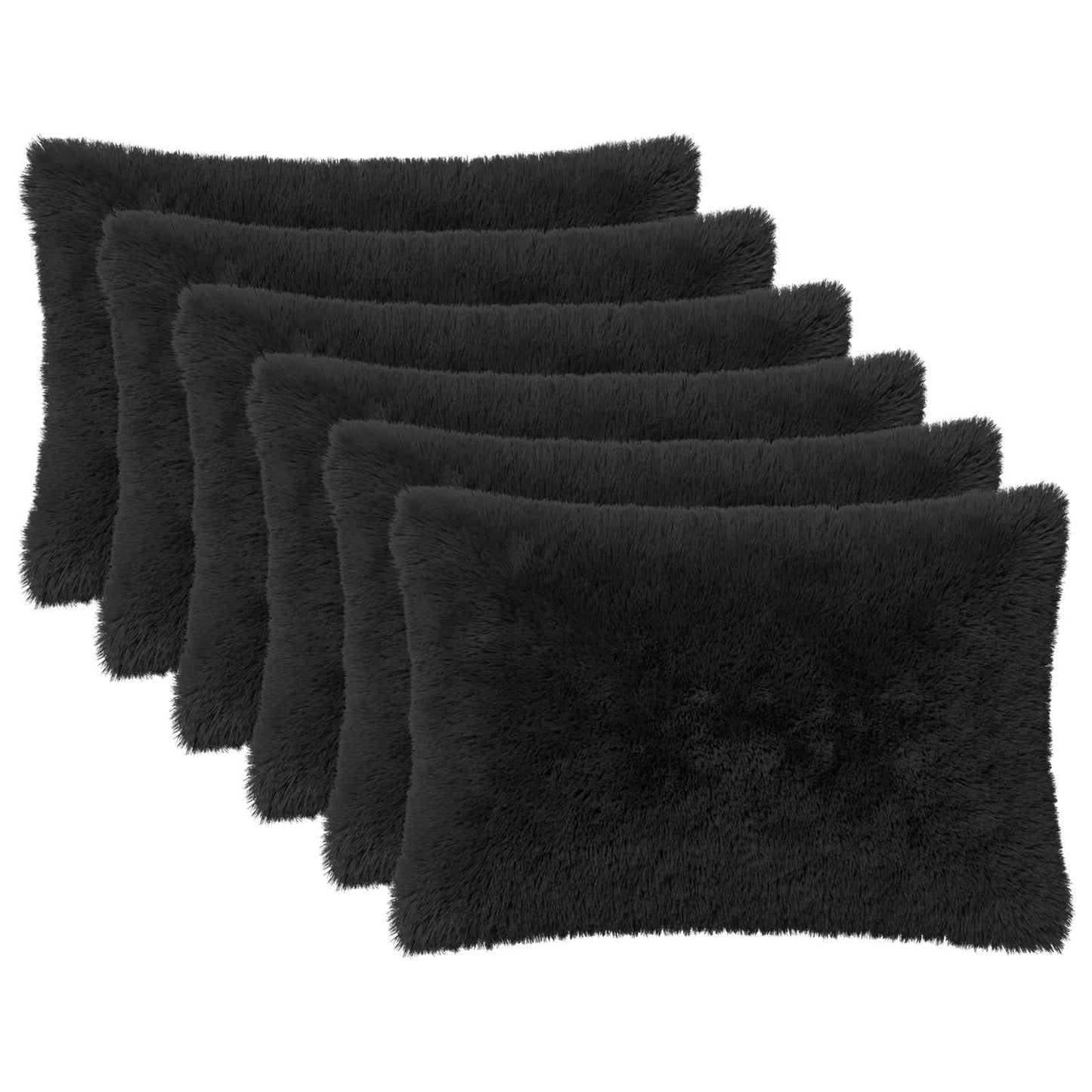 Pudebetræk 6 pcs HEERLEN Sort 40 x 60 cm PV Fleece