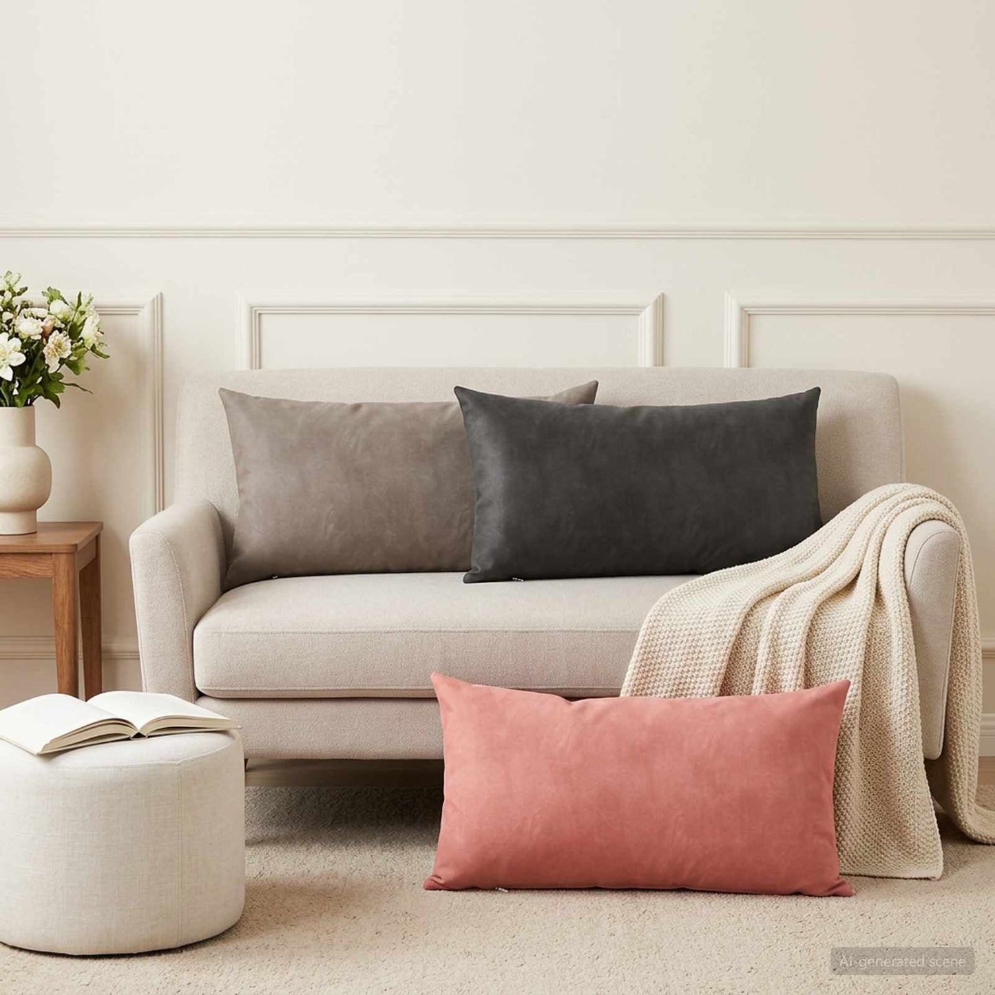 Pudebetræk 6 pcs HEERLEN Lyserød 40 x 80 cm Fløjl