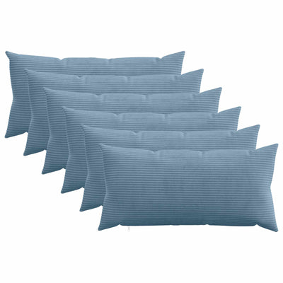 Pudebetræk 6 pcs HEERLEN Blå 40 x 70 cm cordfløjl