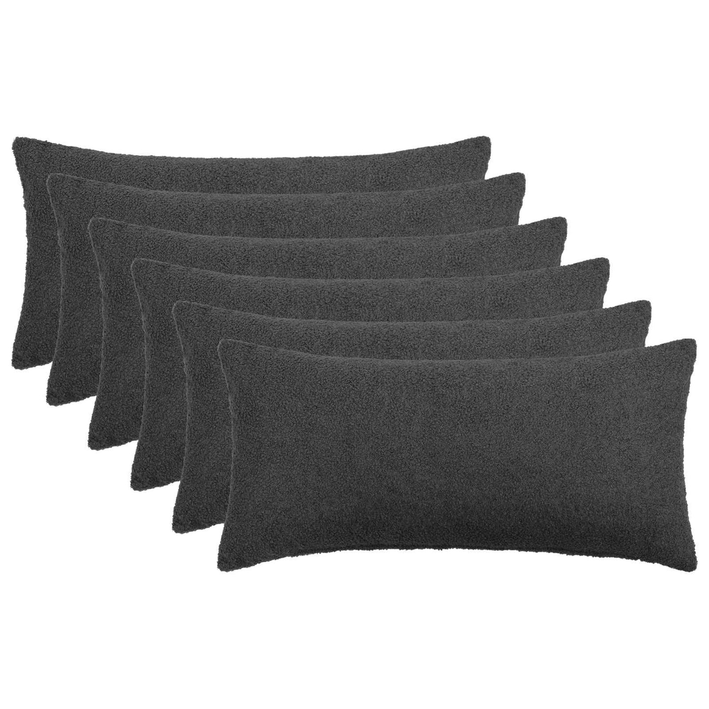 Pudebetræk 6 pcs HEERLEN Mørkegrå 40 x 70 cm Bouclé