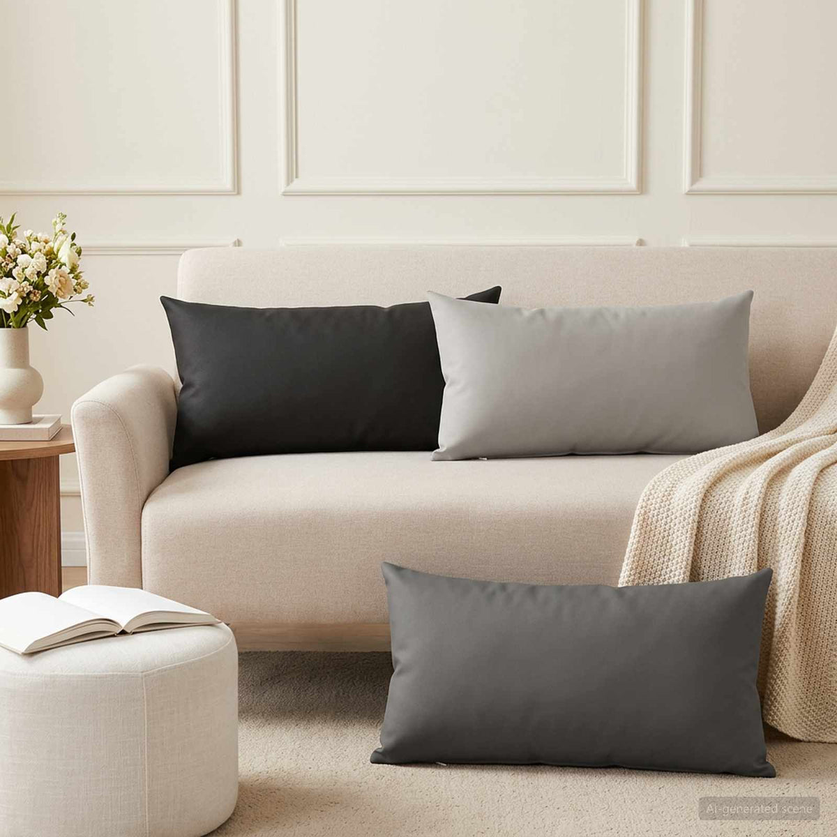 Pudebetræk 6 pcs HEERLEN Antracit 40 x 70 cm Polyester