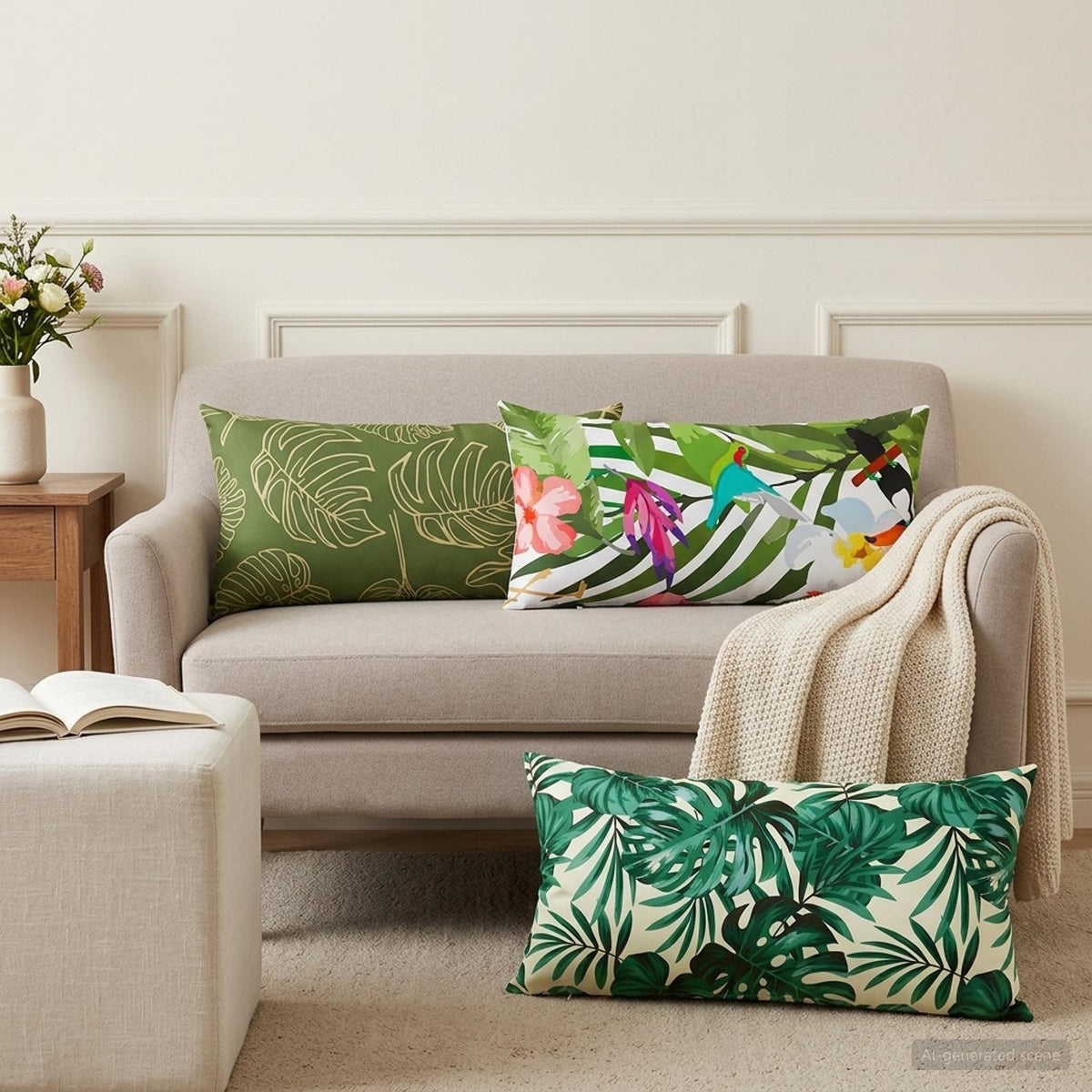 Pudebetræk 12 pcs HEERLEN Bladdesign 40 x 80 cm Polyester