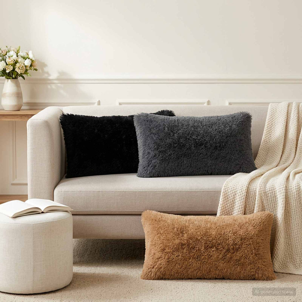 Pudebetræk 2 pcs HEERLEN Sort 40 x 70 cm PV Fleece