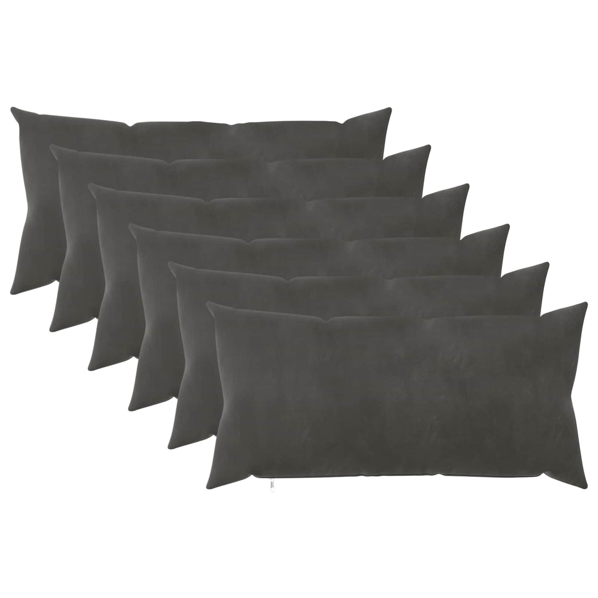 Pudebetræk 6 pcs HEERLEN Mørkegrå 40 x 80 cm Fløjl