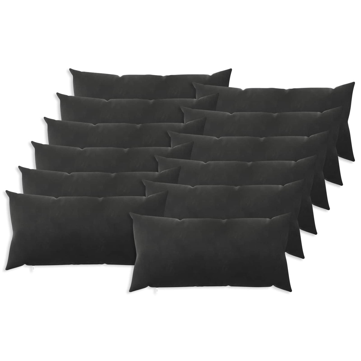 Pudebetræk 12 pcs HEERLEN Sort 40 x 80 cm Fløjl