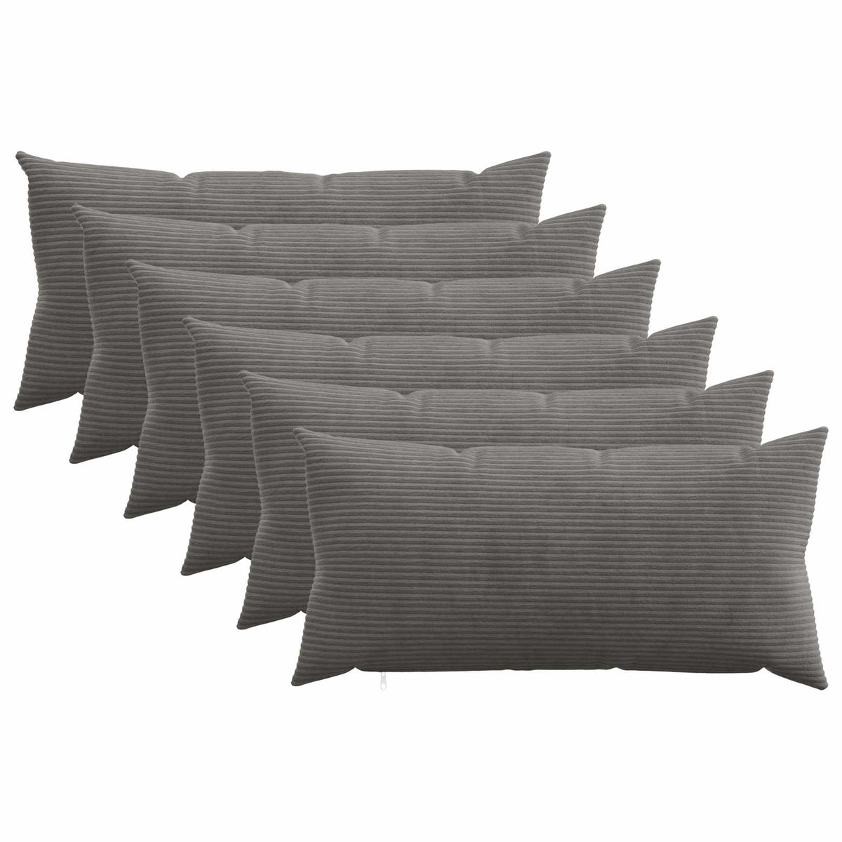 Pudebetræk 6 pcs HEERLEN Mørkegrå 40 x 80 cm cordfløjl