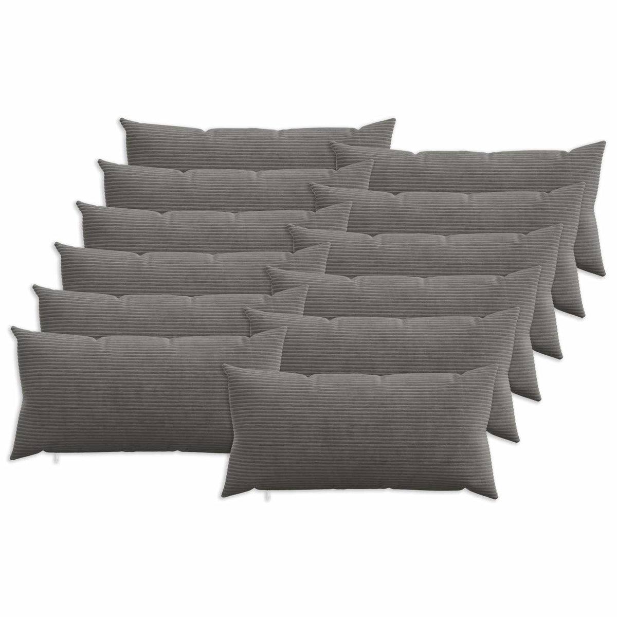 Pudebetræk 12 pcs HEERLEN Mørkegrå 40 x 80 cm cordfløjl