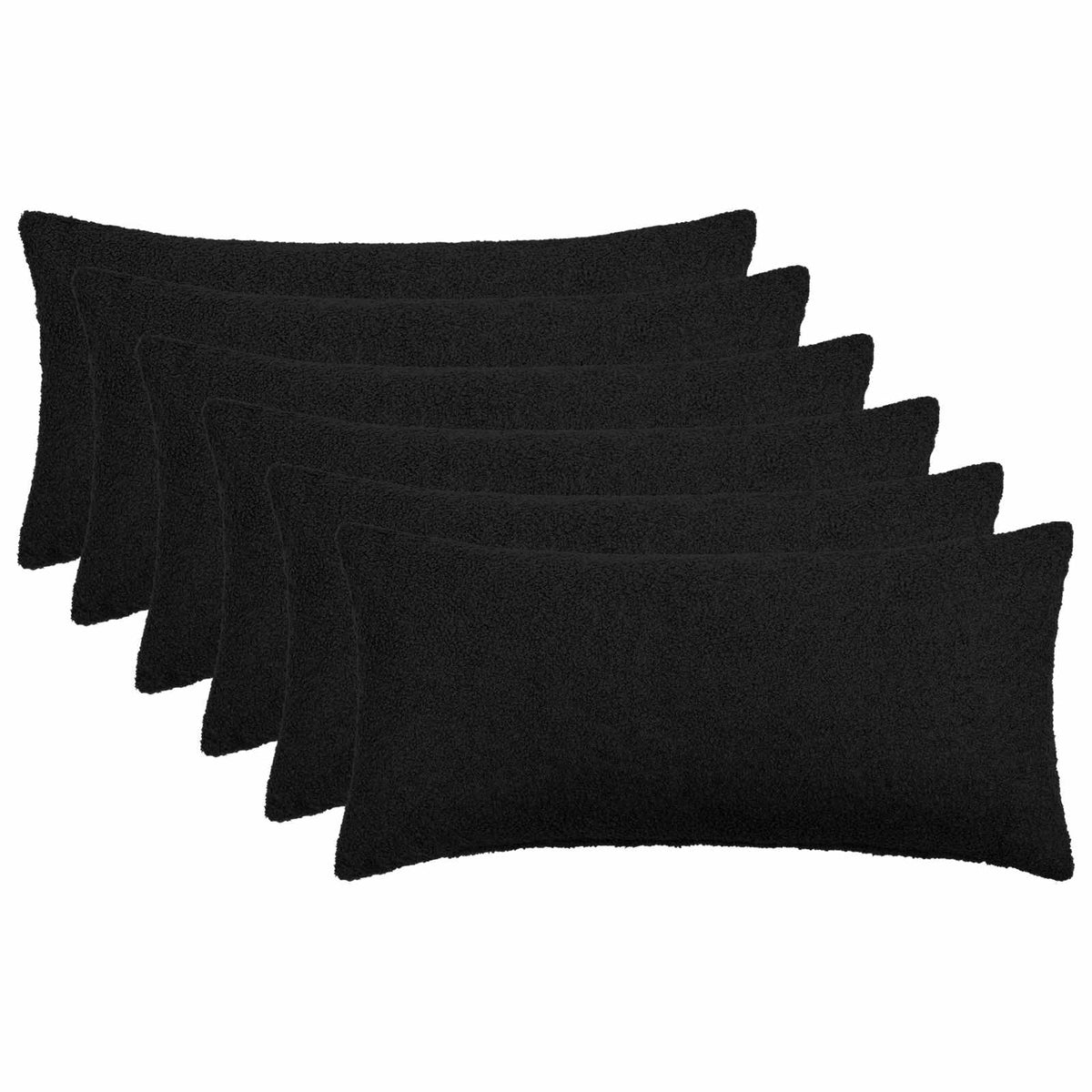 Pudebetræk 6 pcs HEERLEN Sort 40 x 80 cm Bouclé