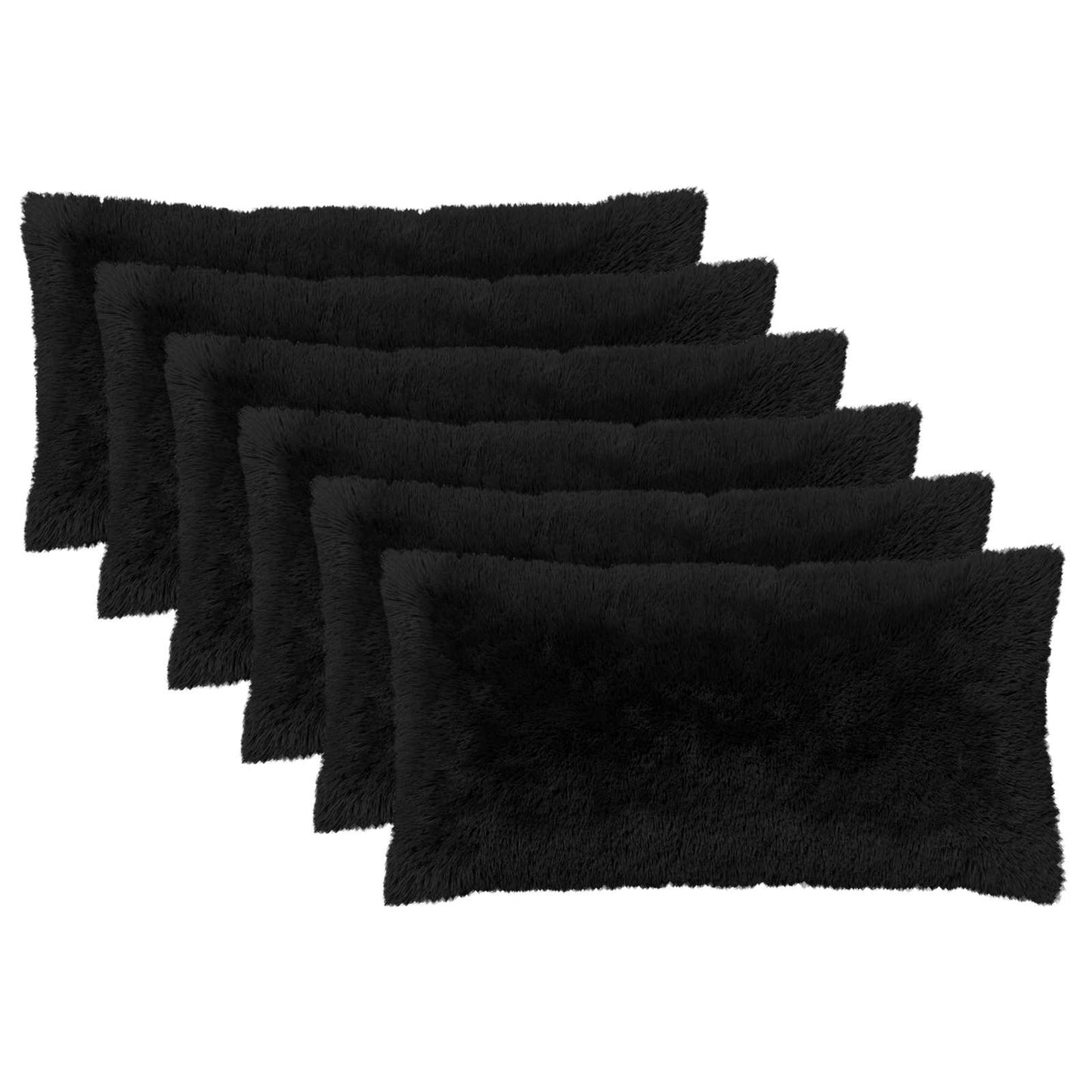 Pudebetræk 6 pcs HEERLEN Sort 40 x 80 cm PV Fleece