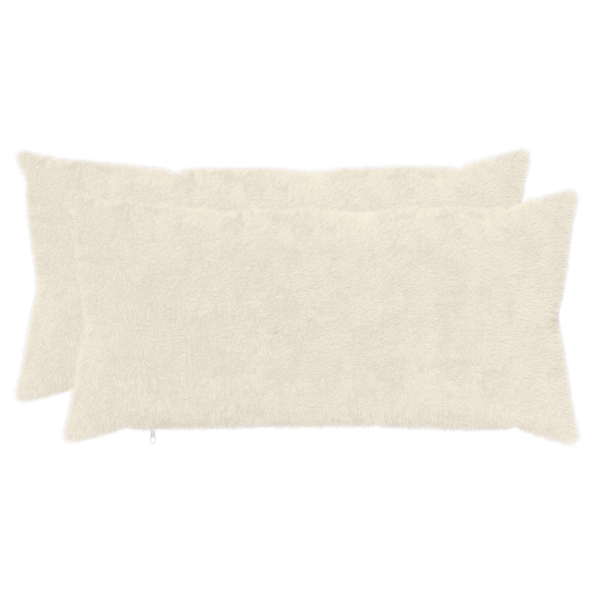 Pudebetræk 2 stk. HEERLEN Hvid 40 x 80 cm Faux Kanin Pels
