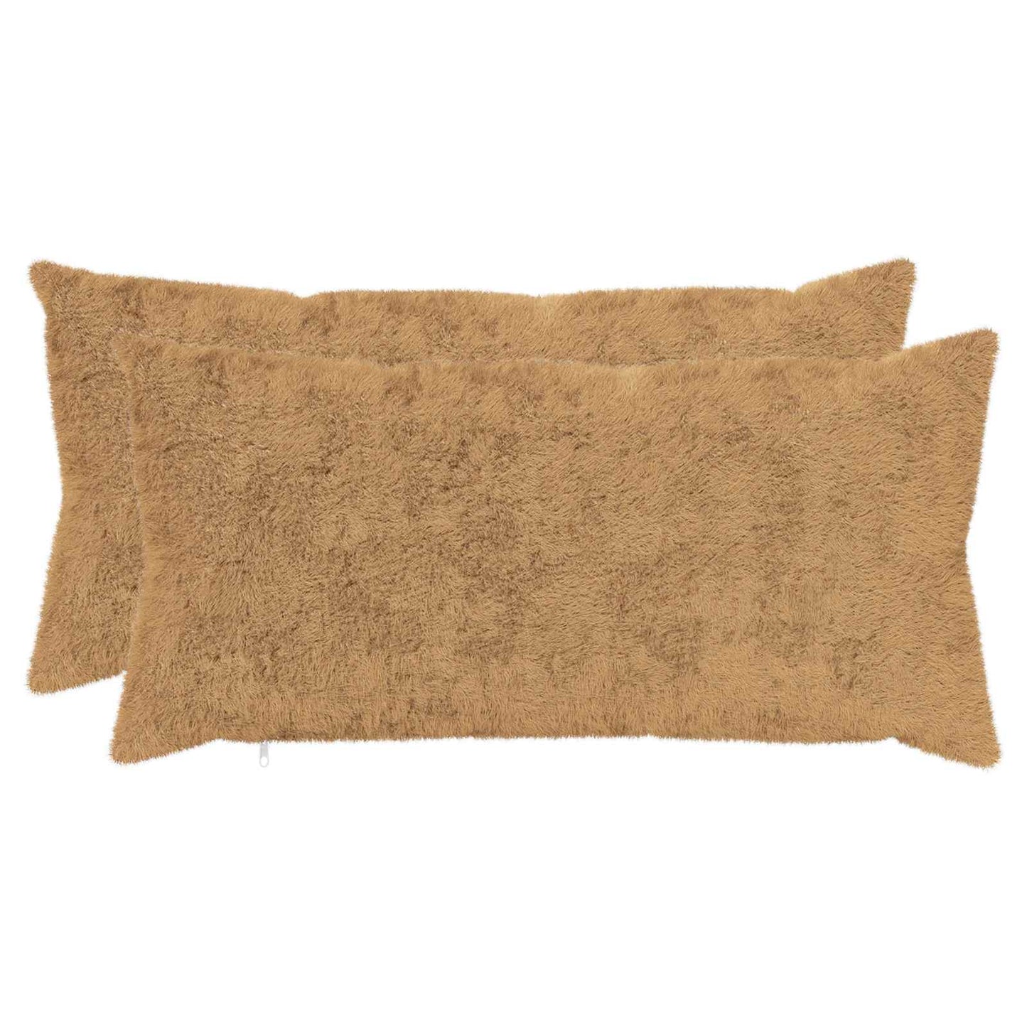 Pudebetræk 2 stk. HEERLEN Gråbrun 40 x 80 cm Faux Kanin Pels