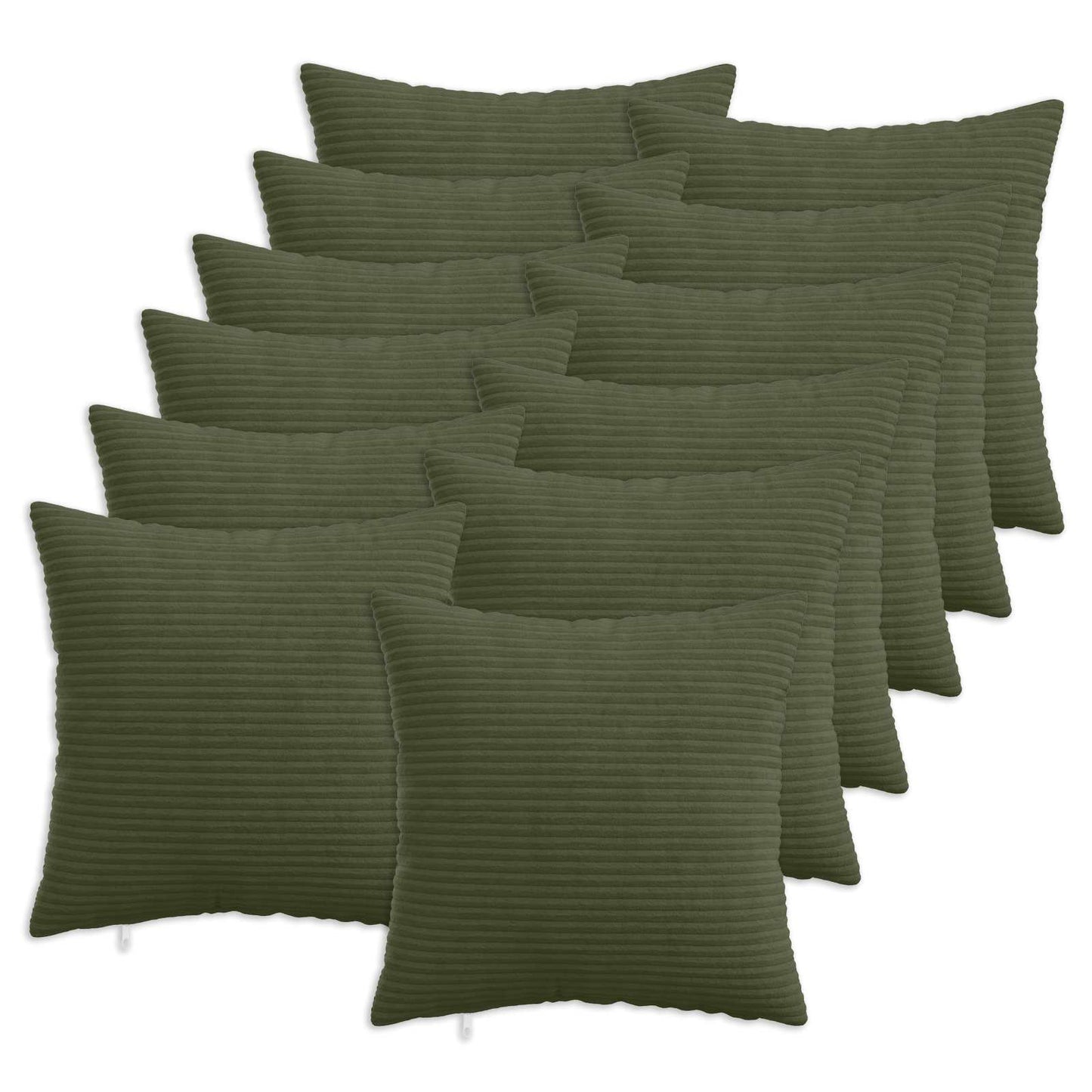 Pudebetræk 12 pcs HEERLEN Grøn 45 x 45 cm cordfløjl