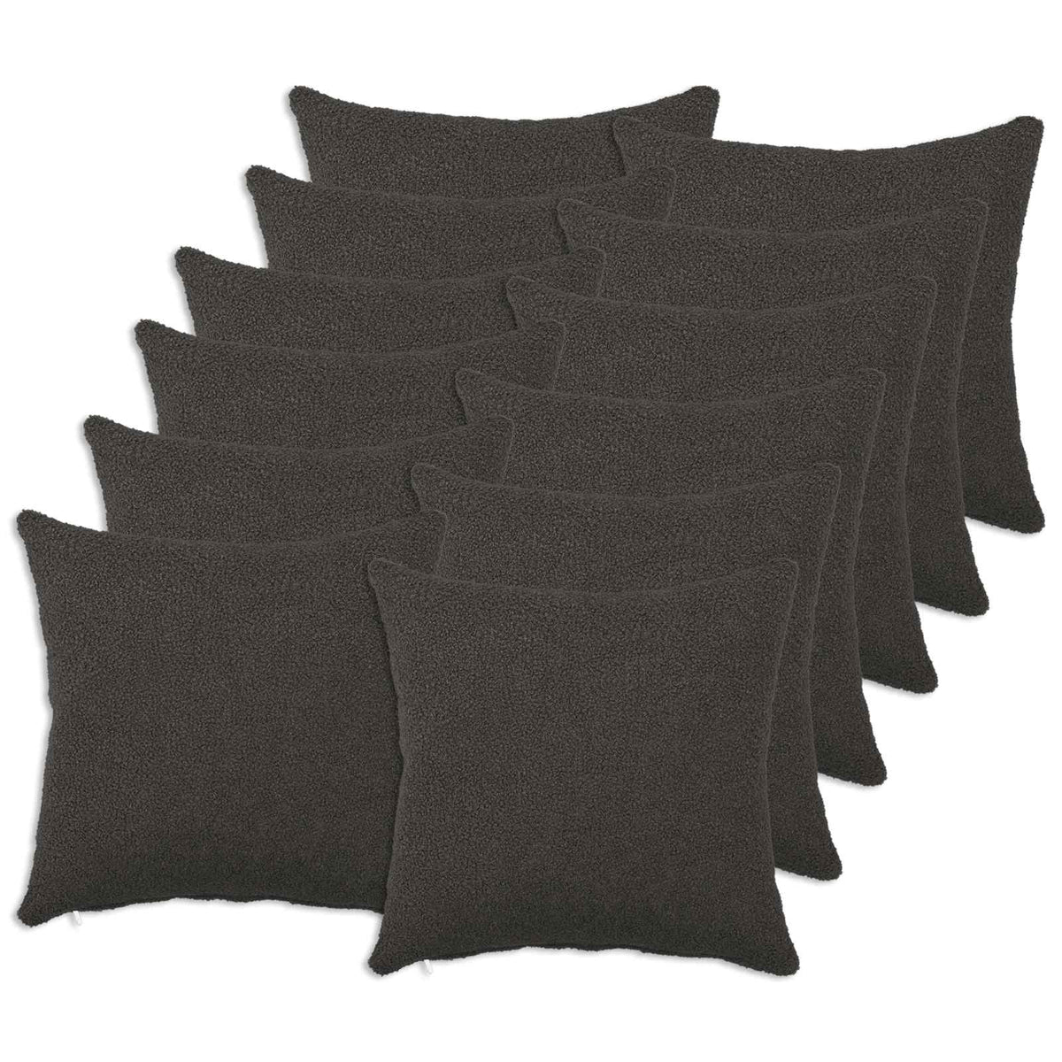 Pudebetræk 12 pcs HEERLEN Mørkegrå 45 x 45 cm Bouclé