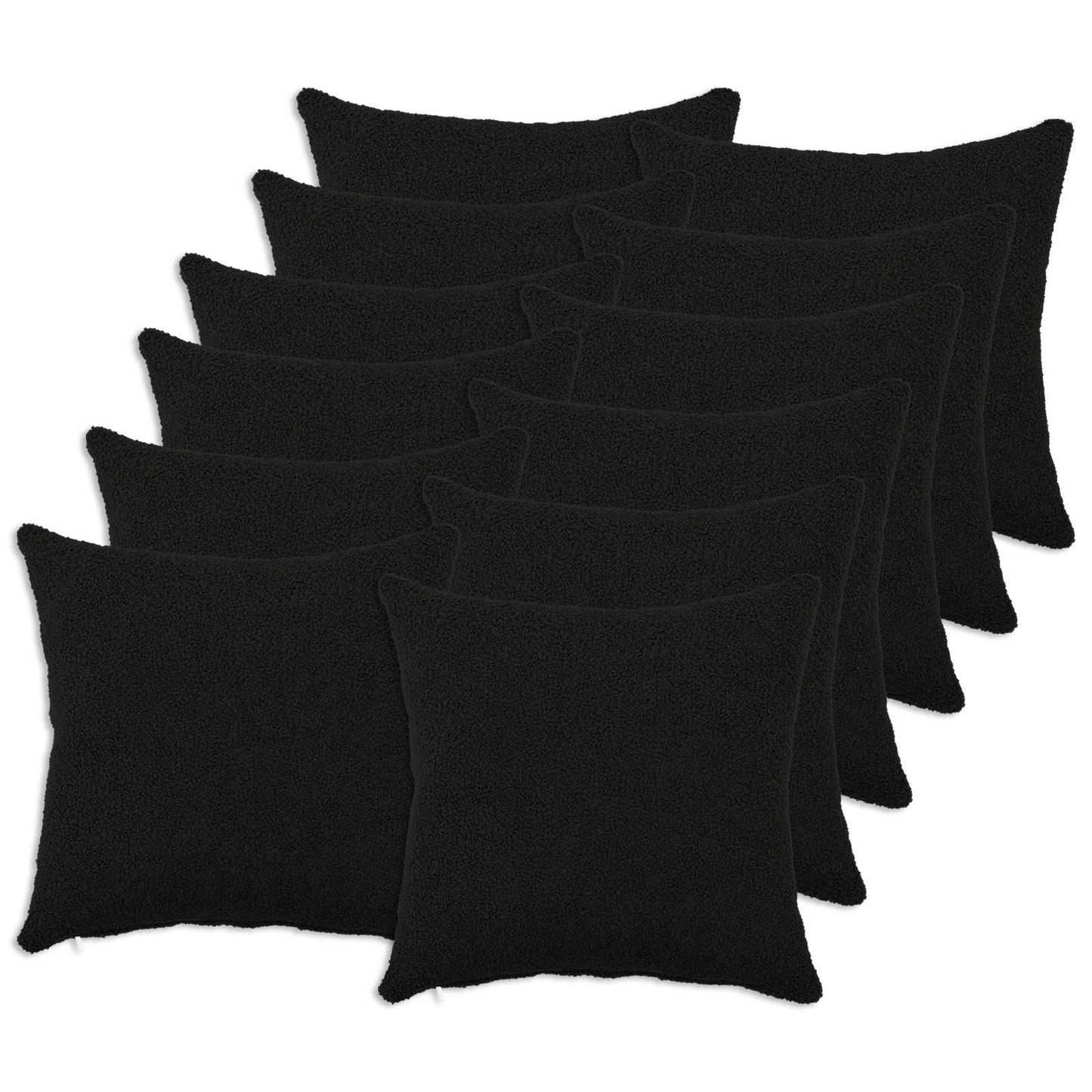 Pudebetræk 12 pcs HEERLEN Sort 45 x 45 cm Bouclé