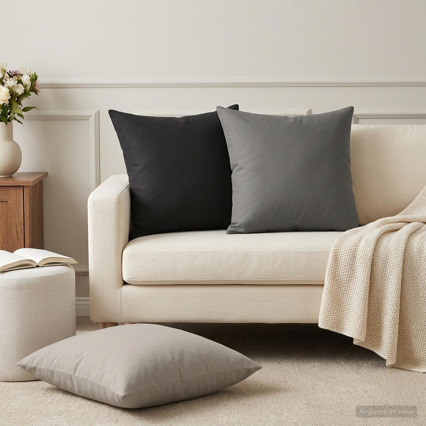 Pudebetræk 12 pcs HEERLEN Antracit 50 x 50 cm Polyester