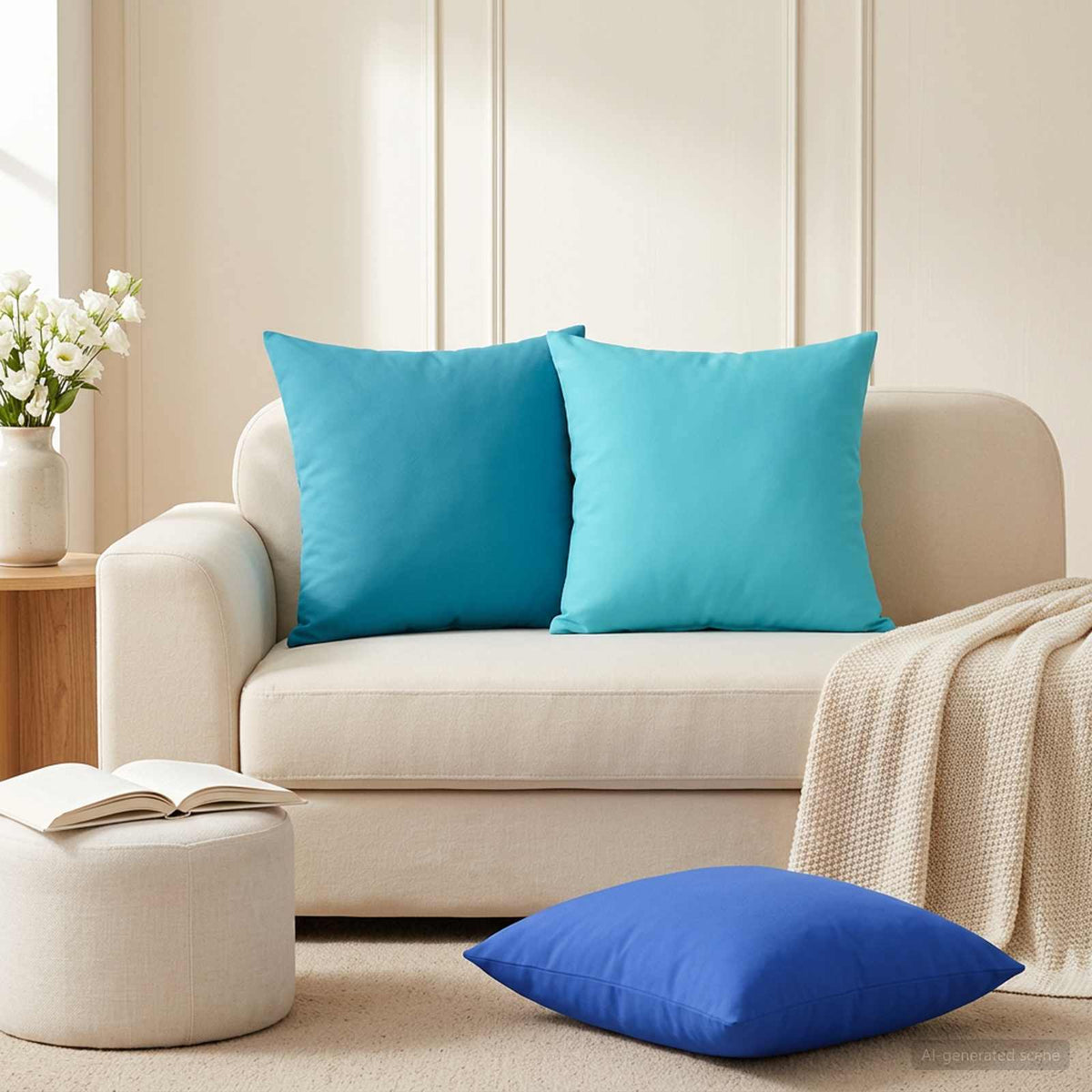Pudebetræk 12 pcs HEERLEN Turkis 50 x 50 cm Polyester