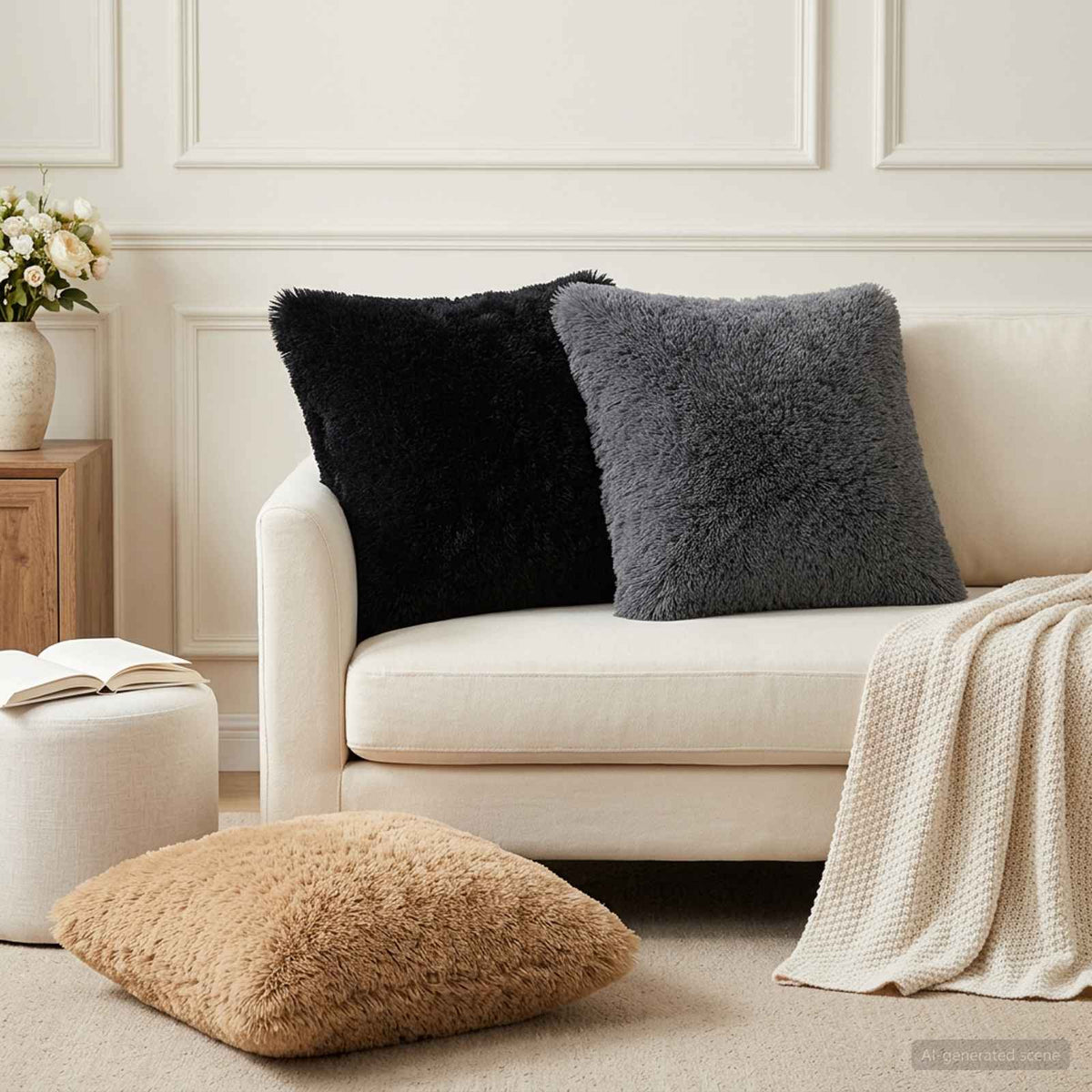 Pudebetræk 2 pcs HEERLEN Sort 45 x 45 cm PV Fleece